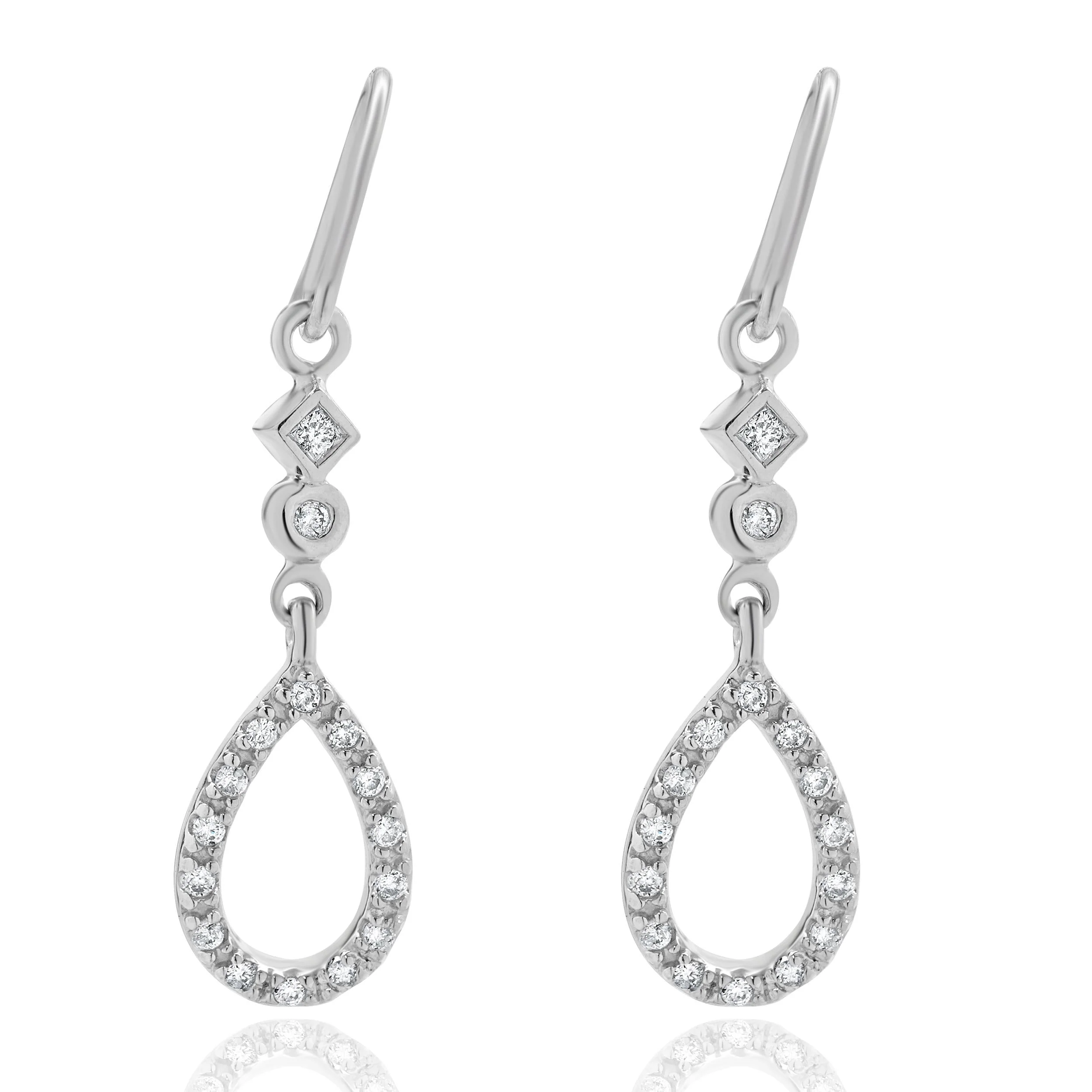 14 Karat White Gold Diamond Open Drop Earrings - Image 3