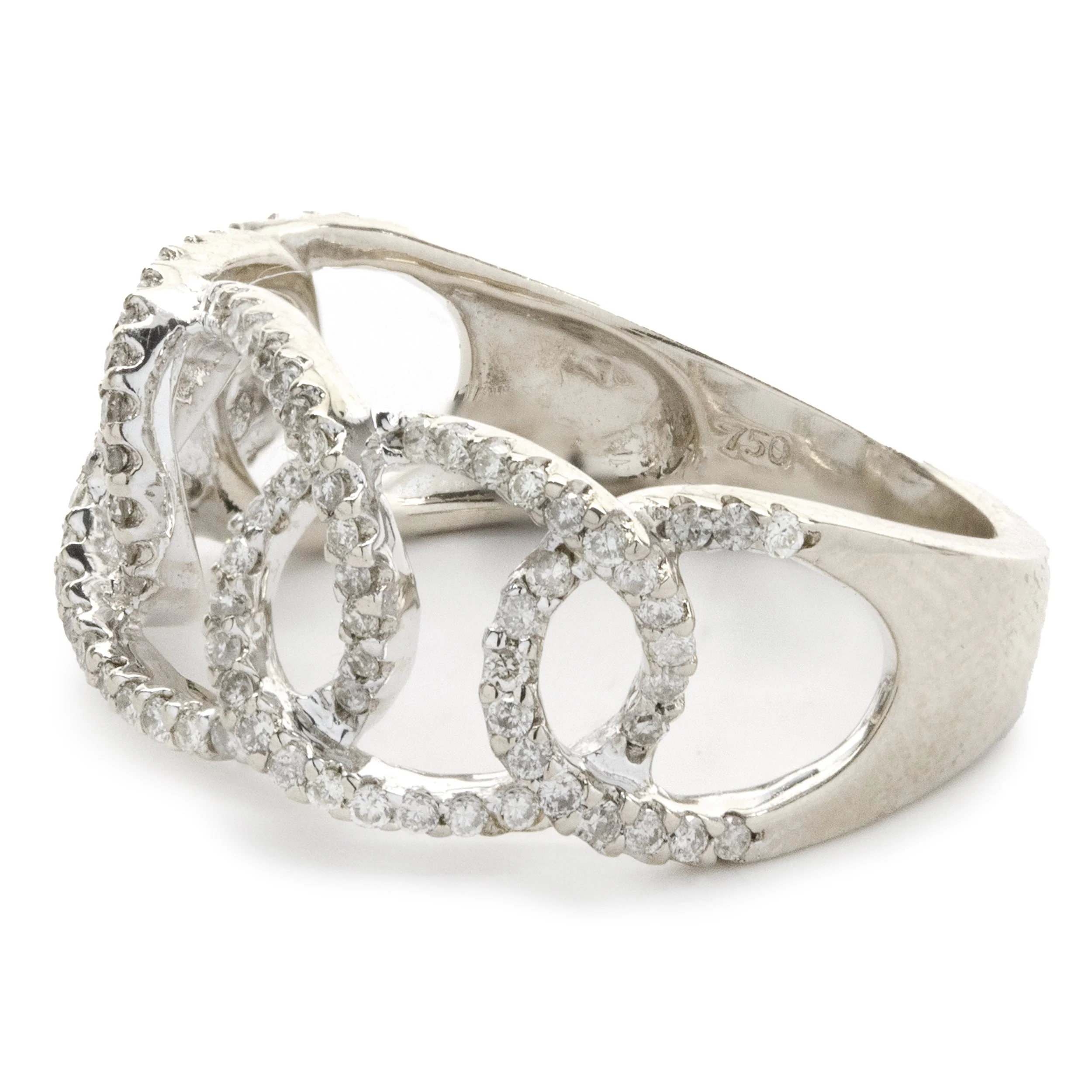 14 Karat White Gold Diamond Oval Link Band - Image 2