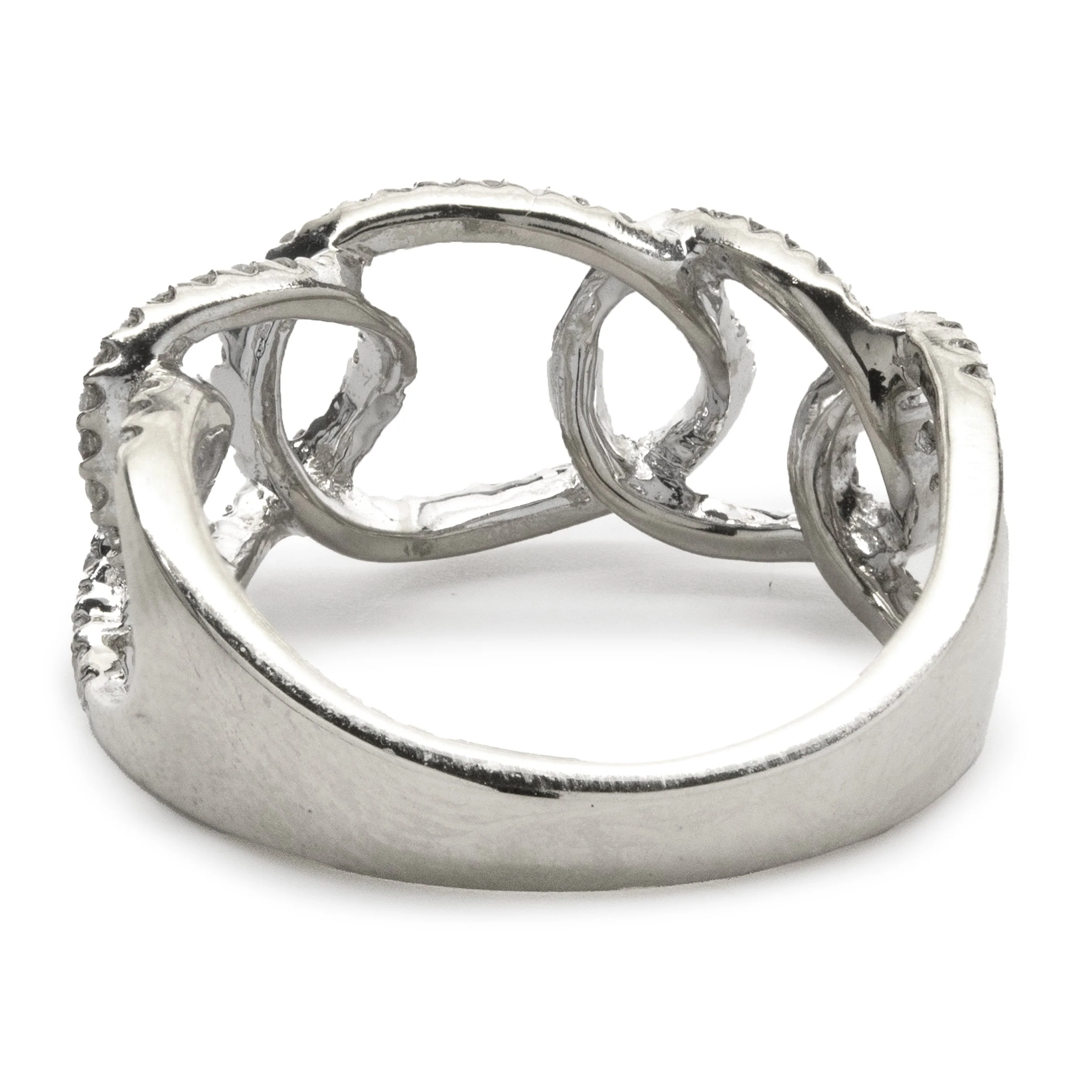 14 Karat White Gold Diamond Oval Link Band - Image 4