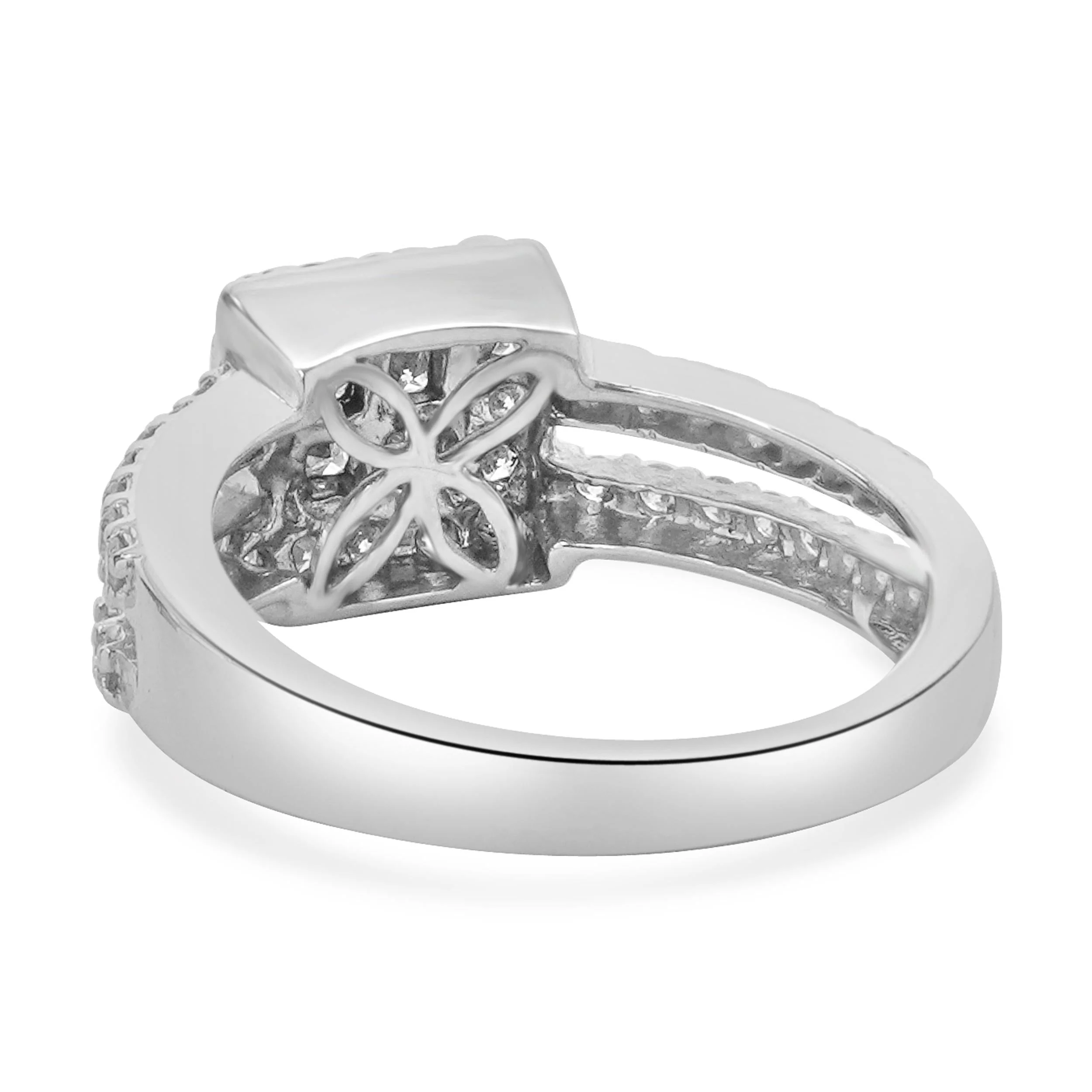 14 Karat White Gold Diamond Square Halo Split Shank Engagement Ring - Image 4