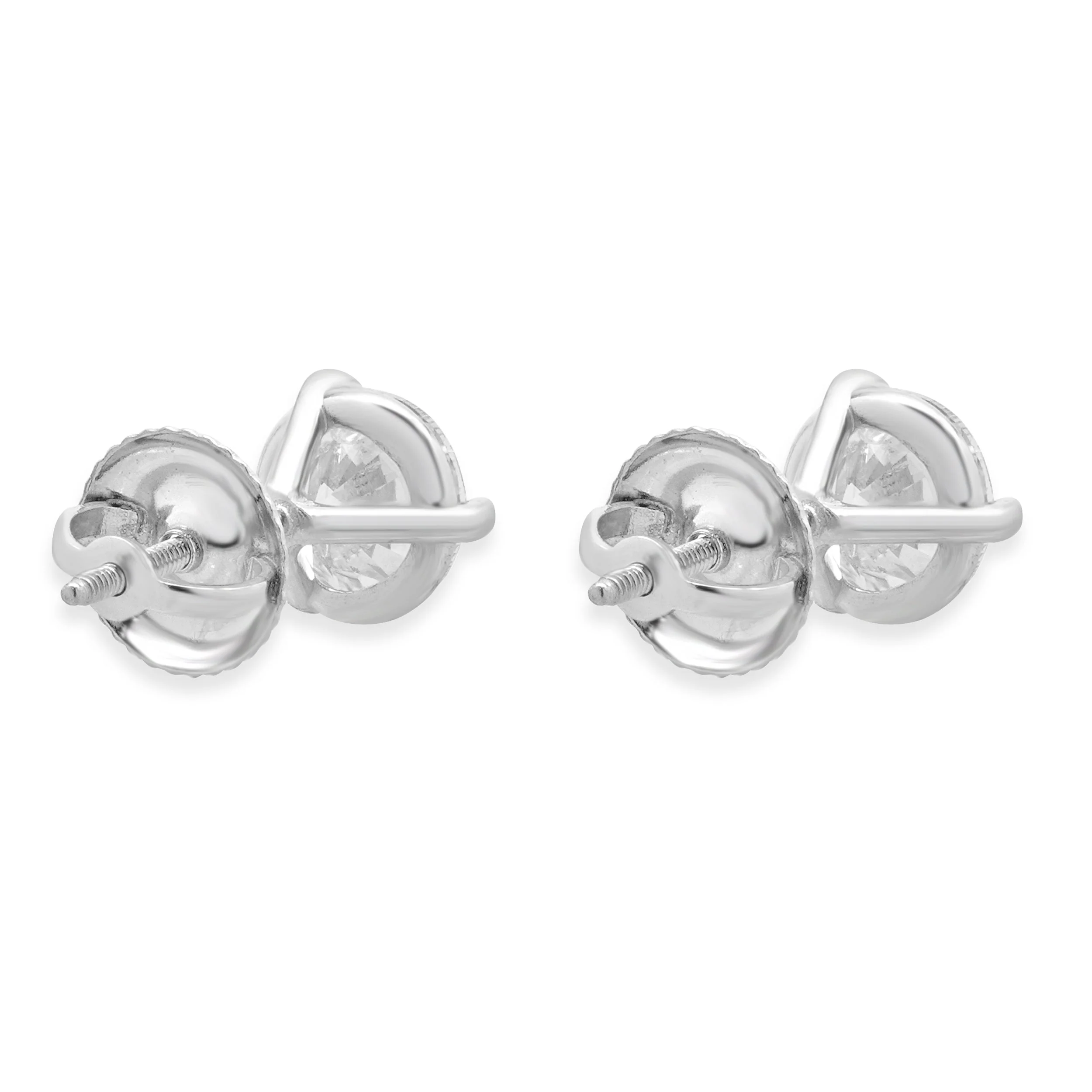 14 Karat White Gold Diamond Stud Earrings - Image 7