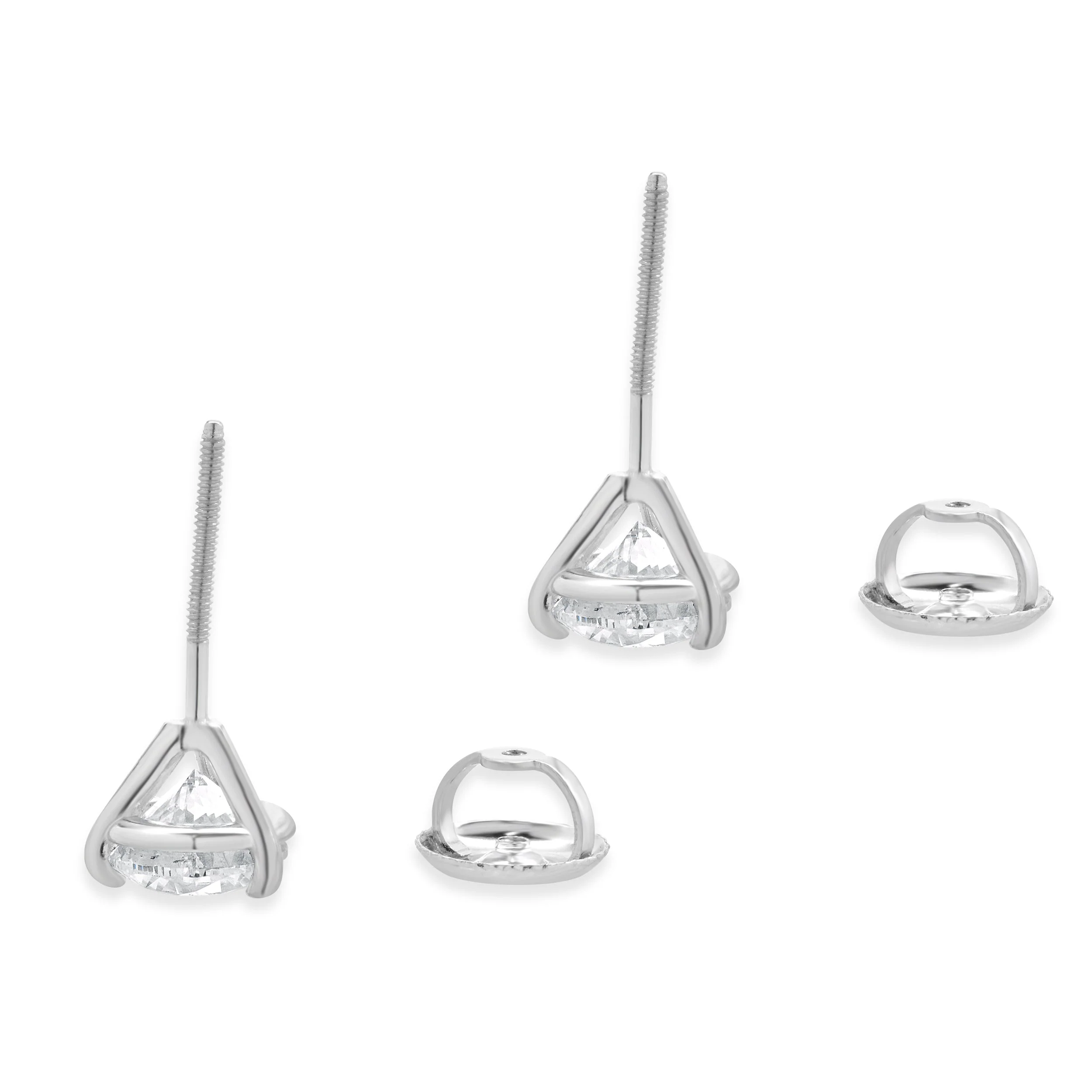 14 Karat White Gold Diamond Stud Earrings - Image 8