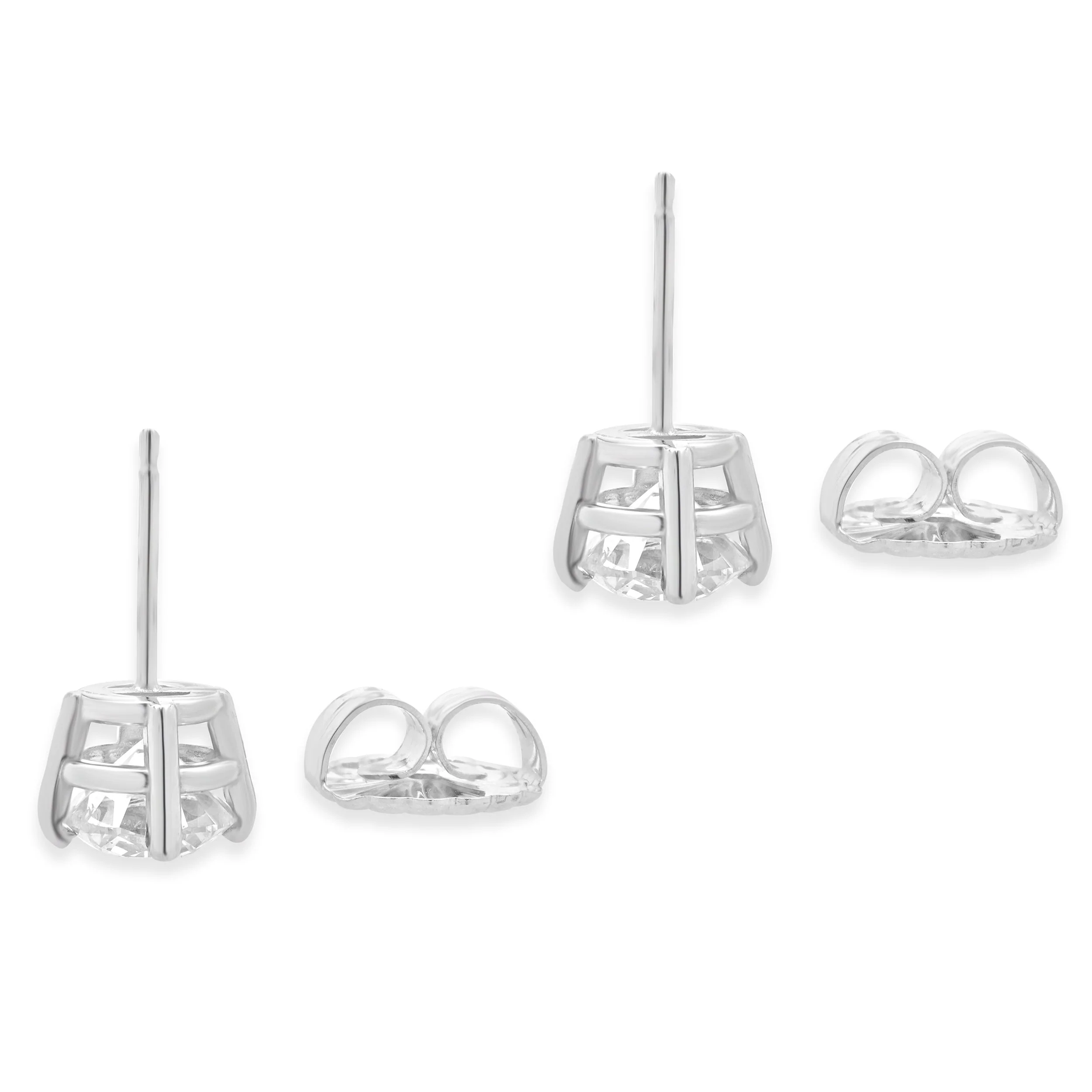 14 Karat White Gold Diamond Stud Earrings - Image 4