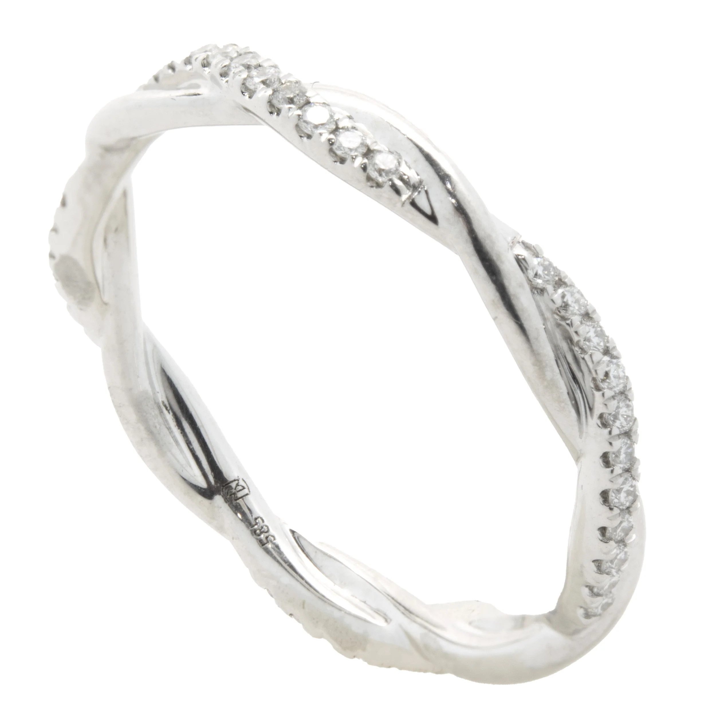 14 Karat White Gold Diamond Twist Band - Image 2