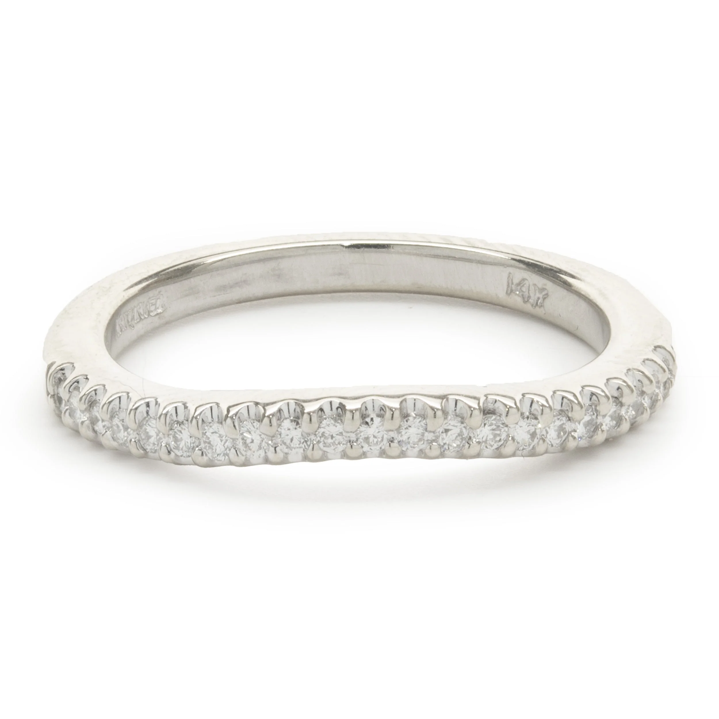 14 Karat White Gold Diamond Wave Band