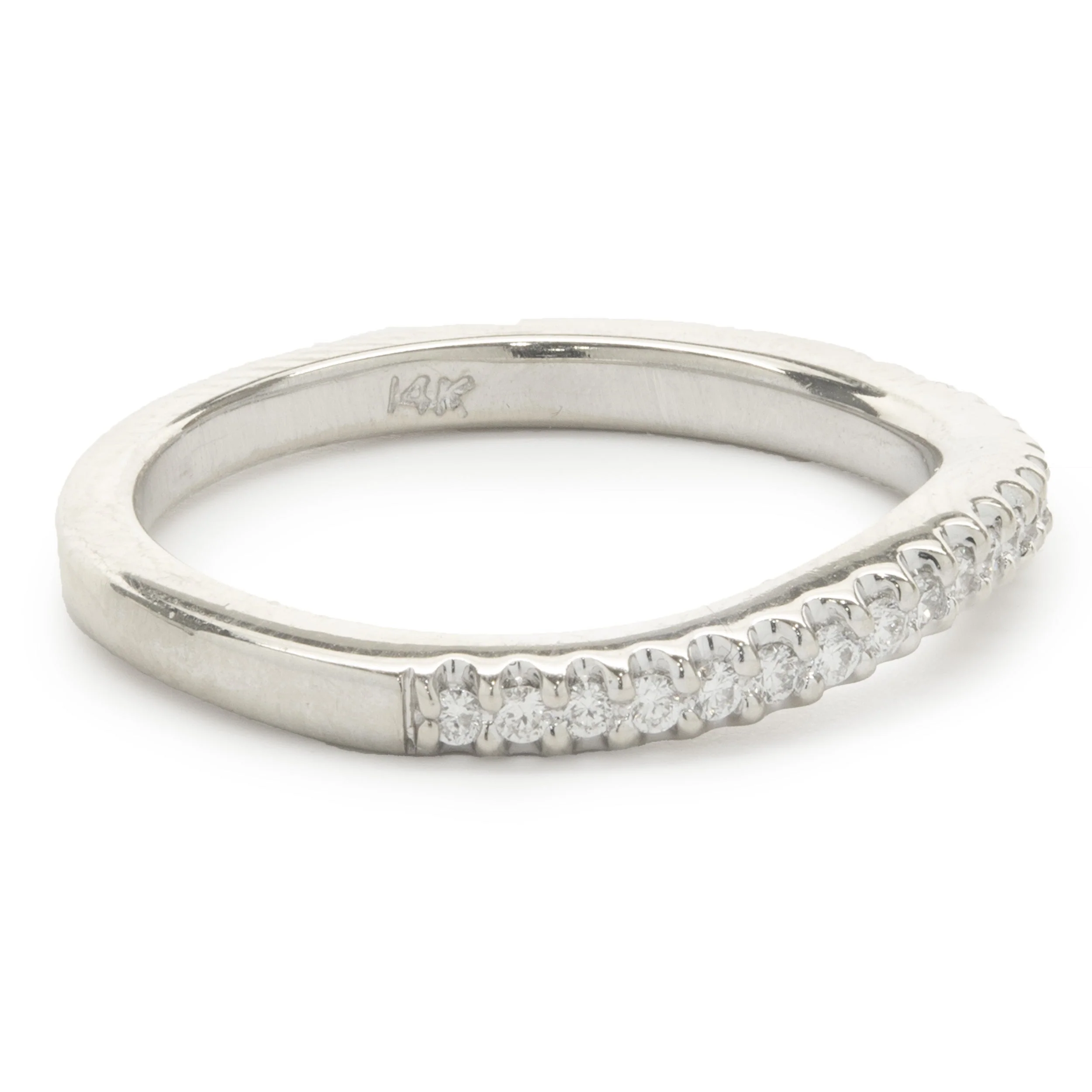 14 Karat White Gold Diamond Wave Band - Image 2