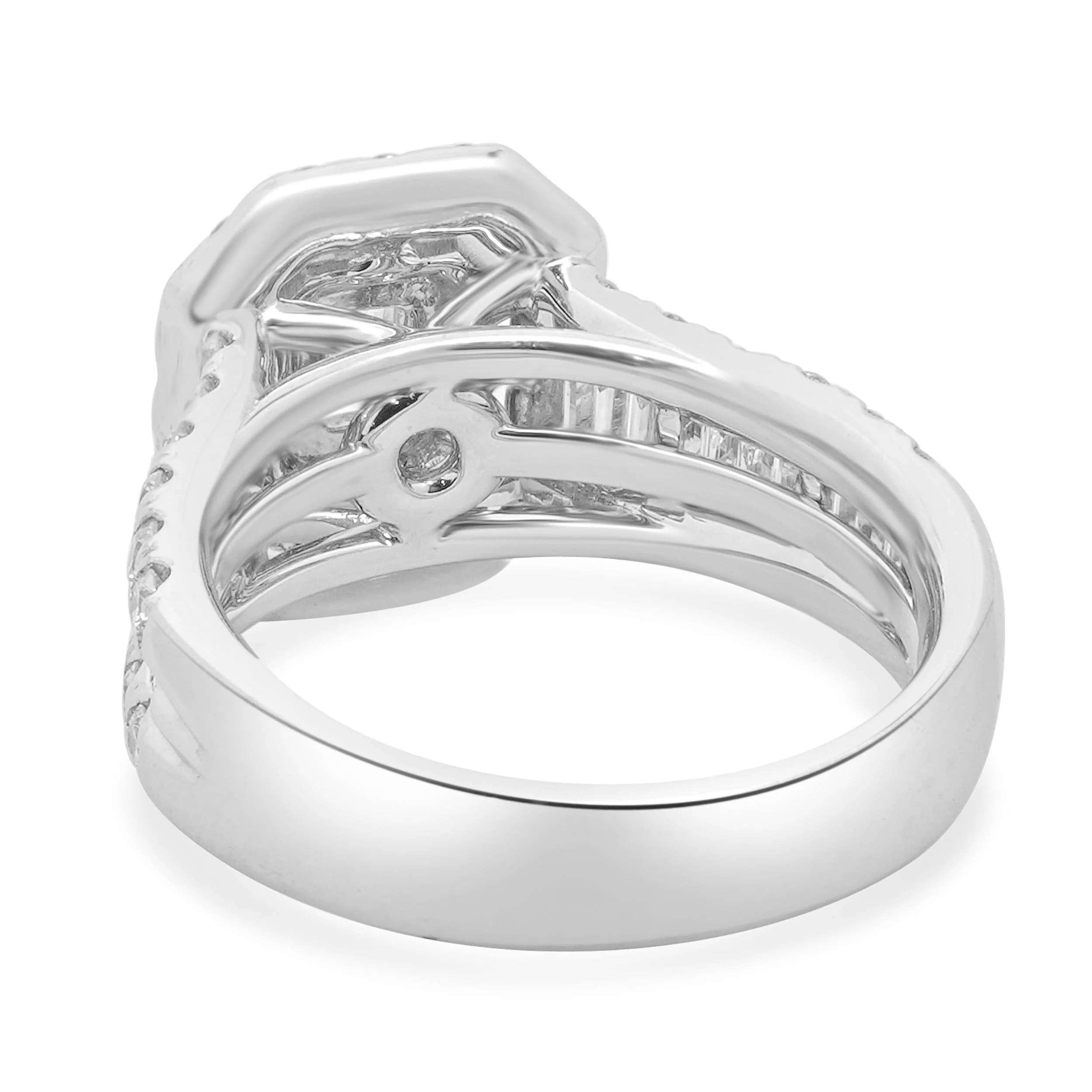 14 Karat White Gold Emerald Cut Double Halo Diamond Engagement Ring - Image 4