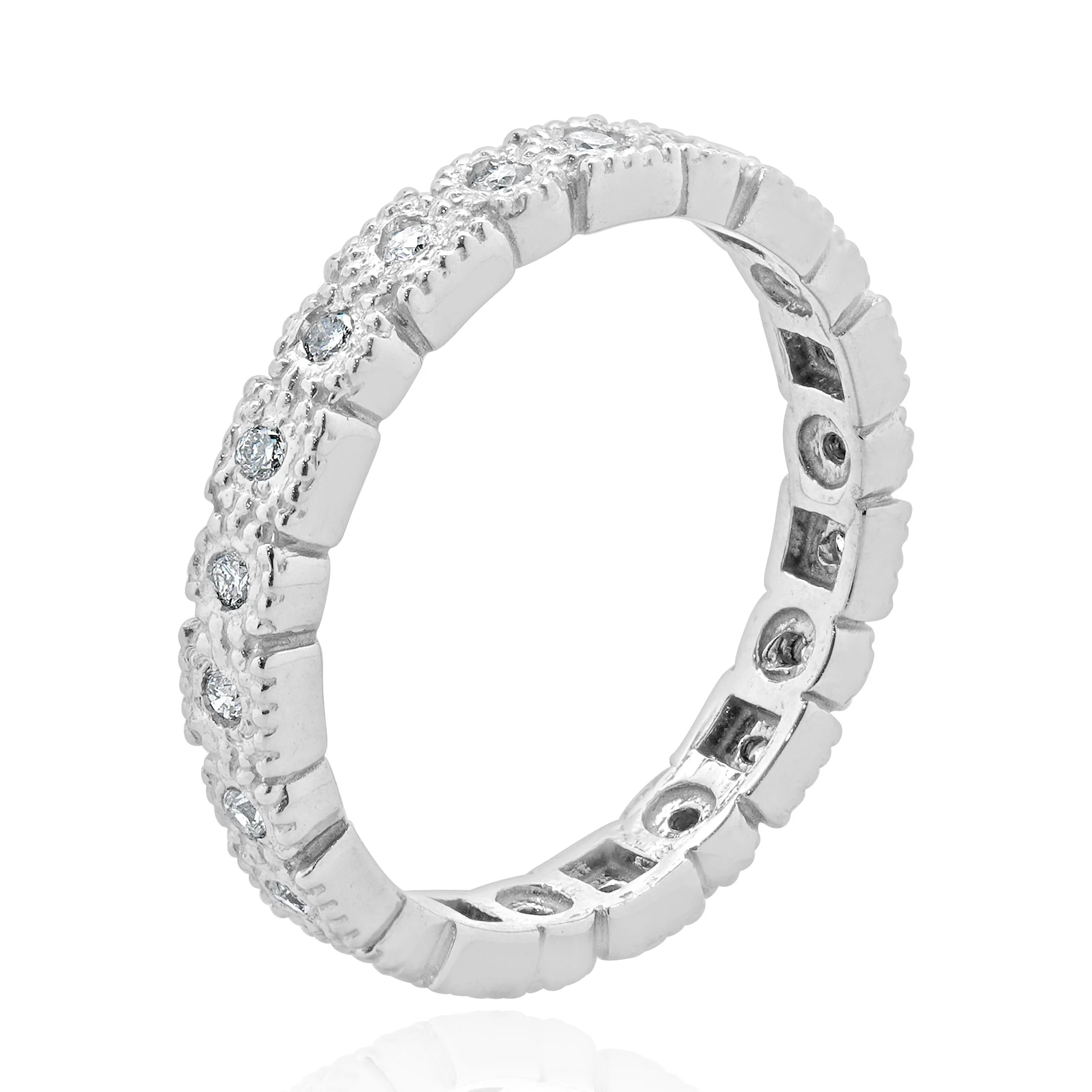 14 Karat White Gold Filigree Multi Shape Diamond Band - Image 2