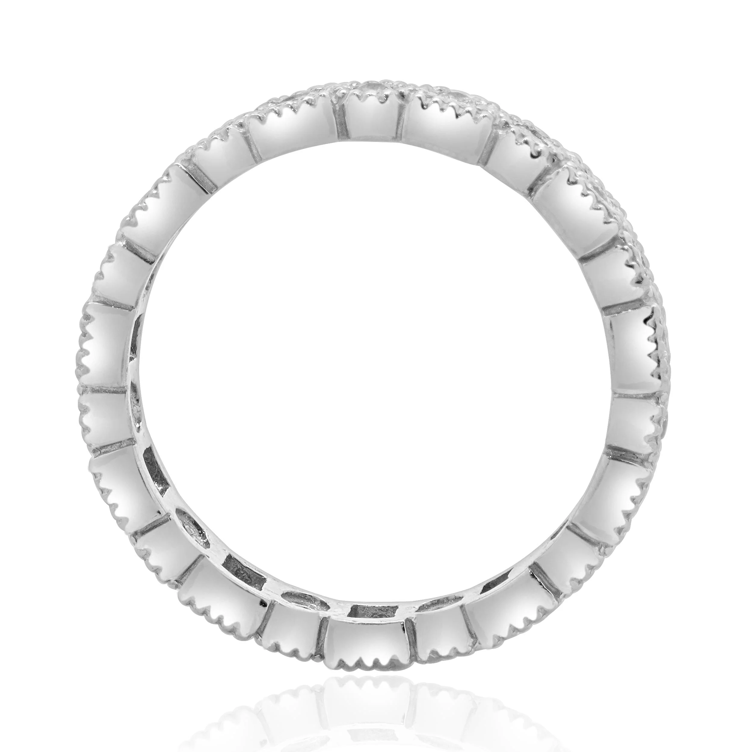 14 Karat White Gold Filigree Multi Shape Diamond Band - Image 4