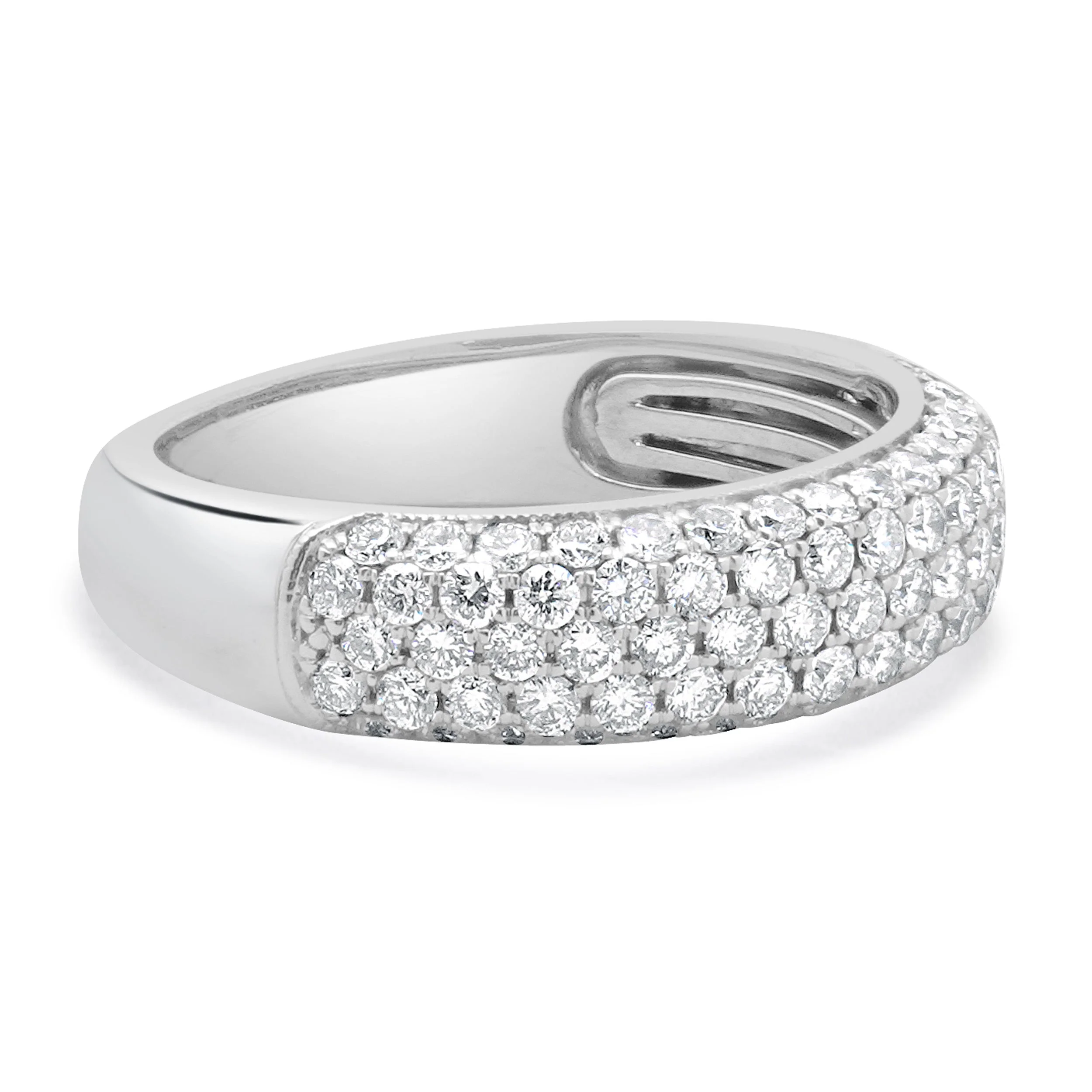 14 Karat White Gold Five Row Pave Diamond Band - Image 2