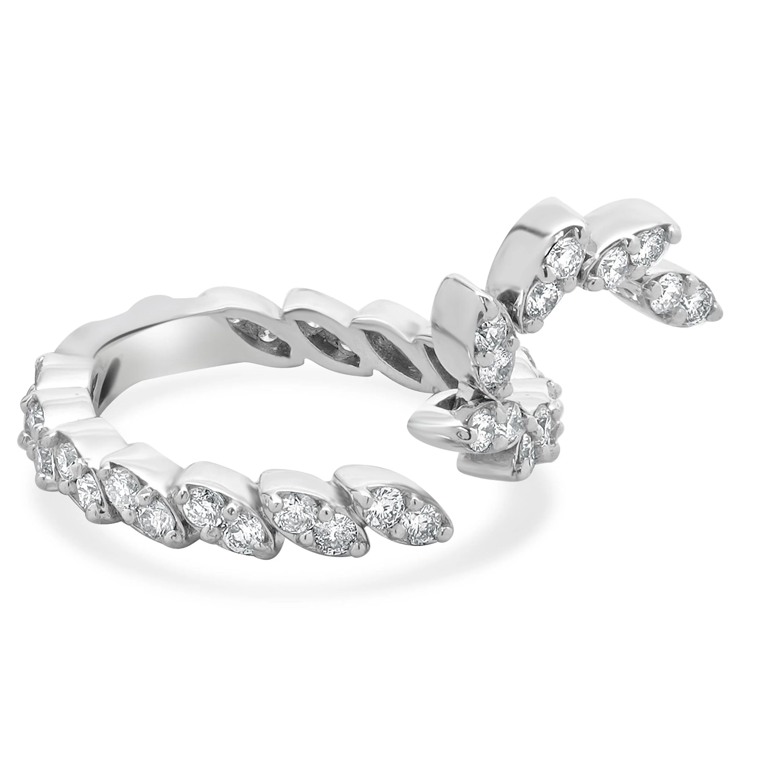 14 Karat White Gold Flexible Diamond Serpenti Ring - Image 4