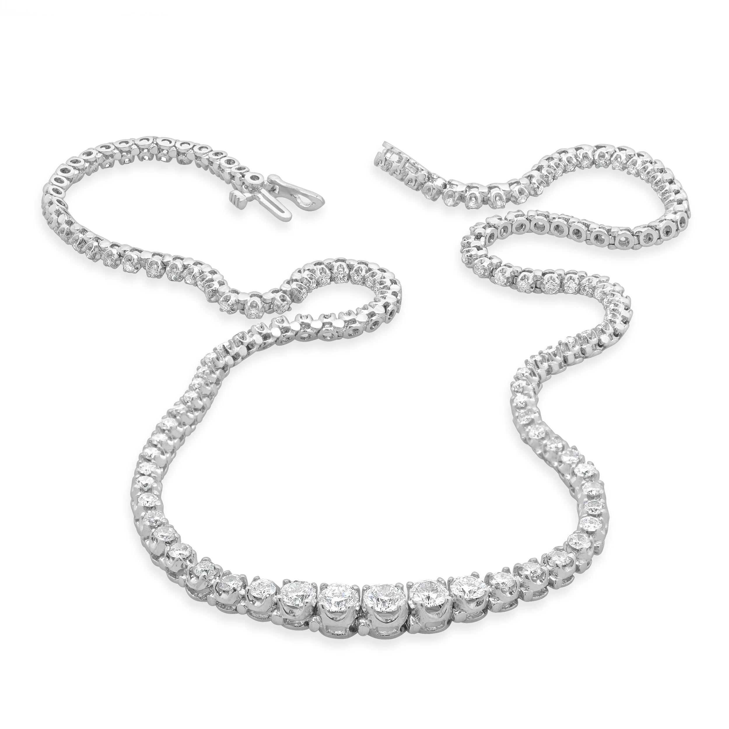 14 Karat White Gold Graduated Diamond Inline Tennis Necklace - Image 3