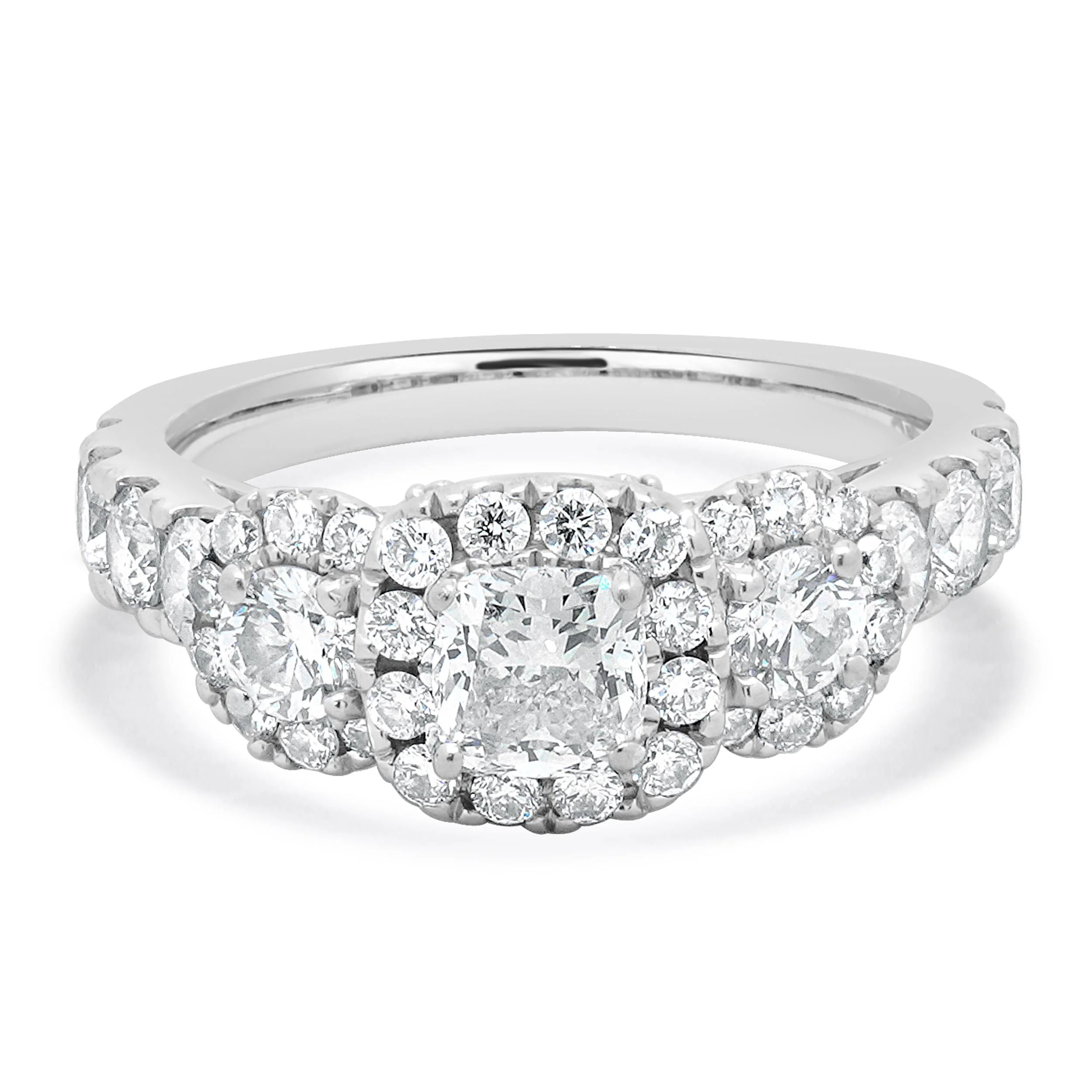 14 Karat White Gold Halo Cushion Diamond Engagement Ring
