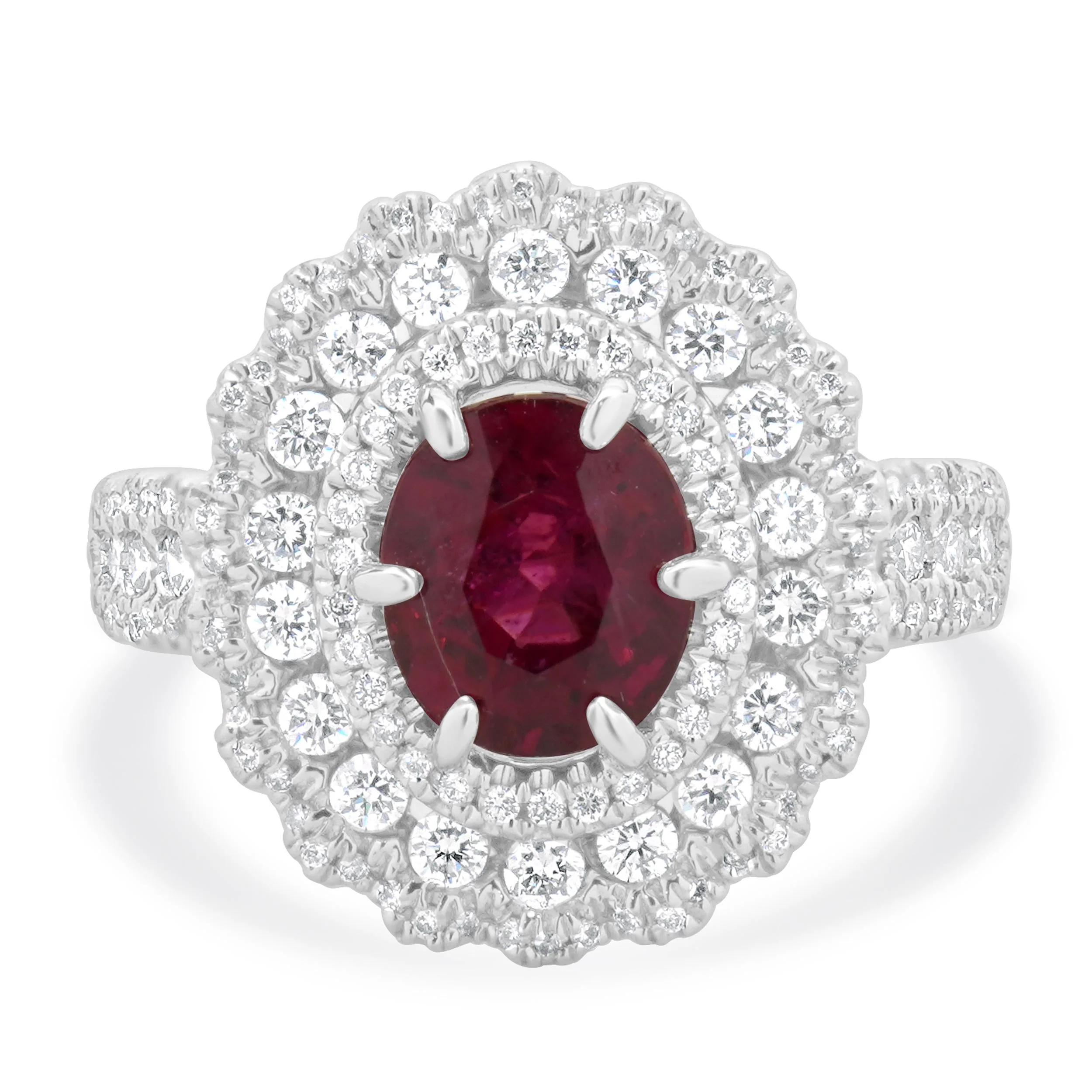 14 Karat White Gold Madagascar Ruby and Diamond Ring