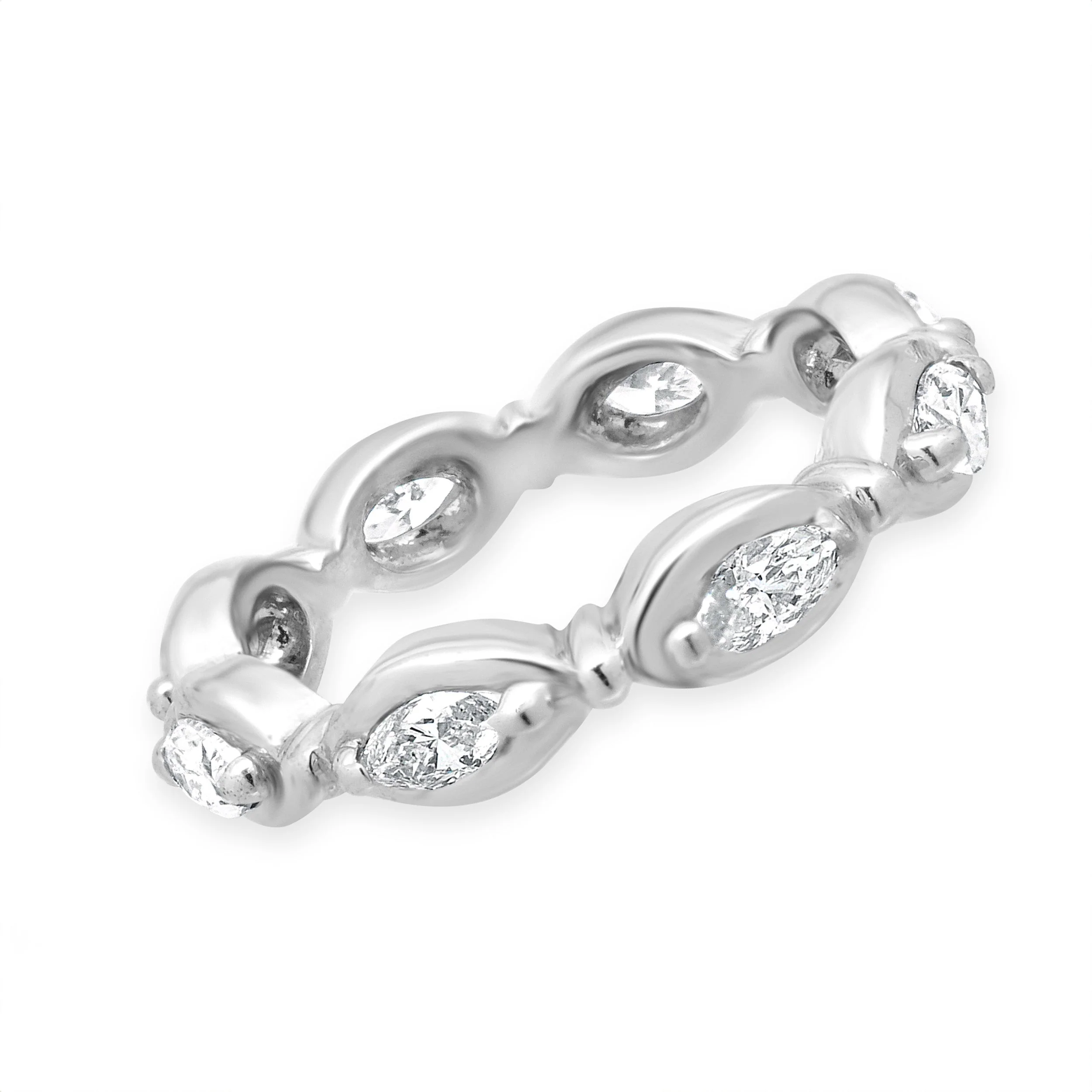 14 Karat White Gold Marquise Diamond Eternity Band - Image 2