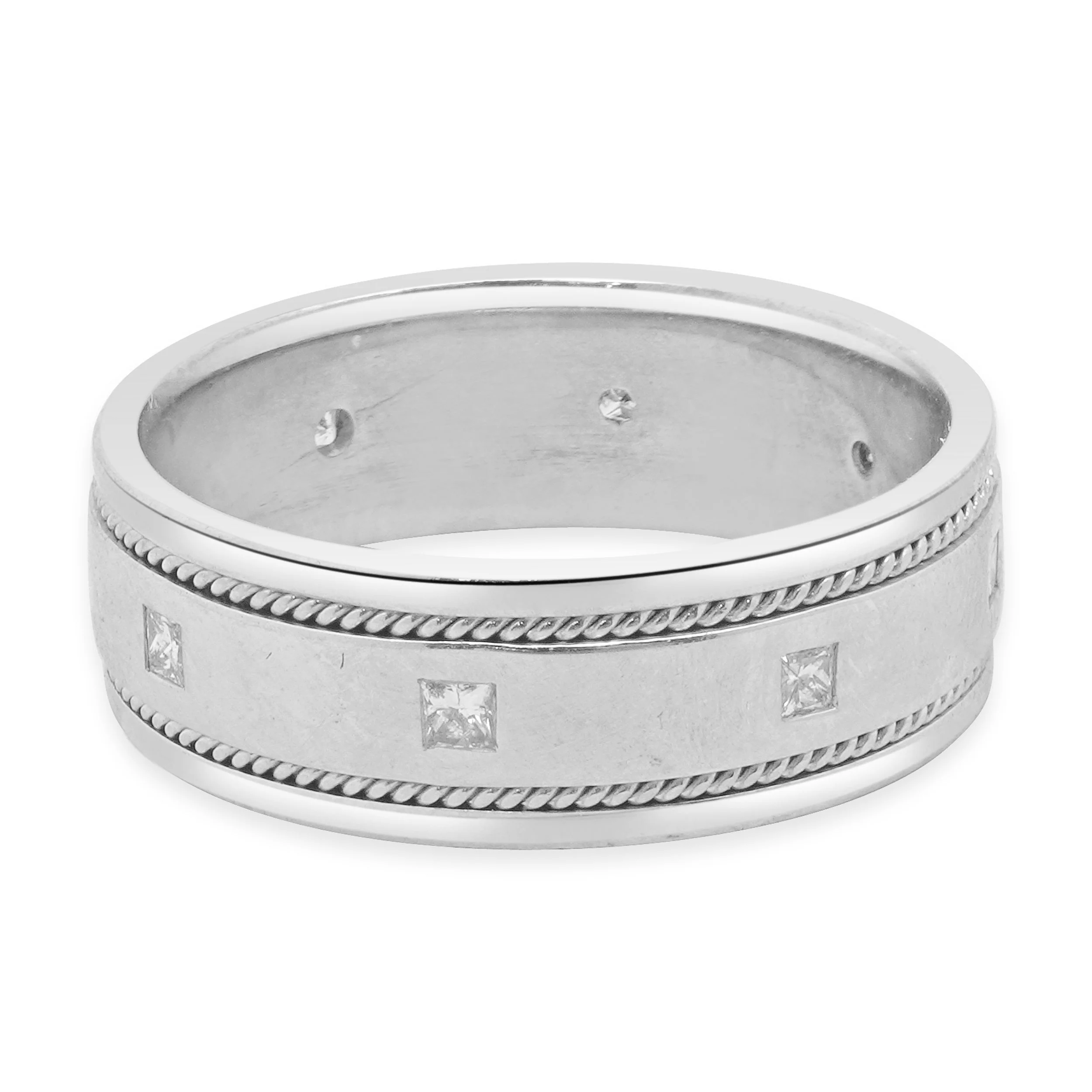 14 Karat White Gold Mens Diamond Band