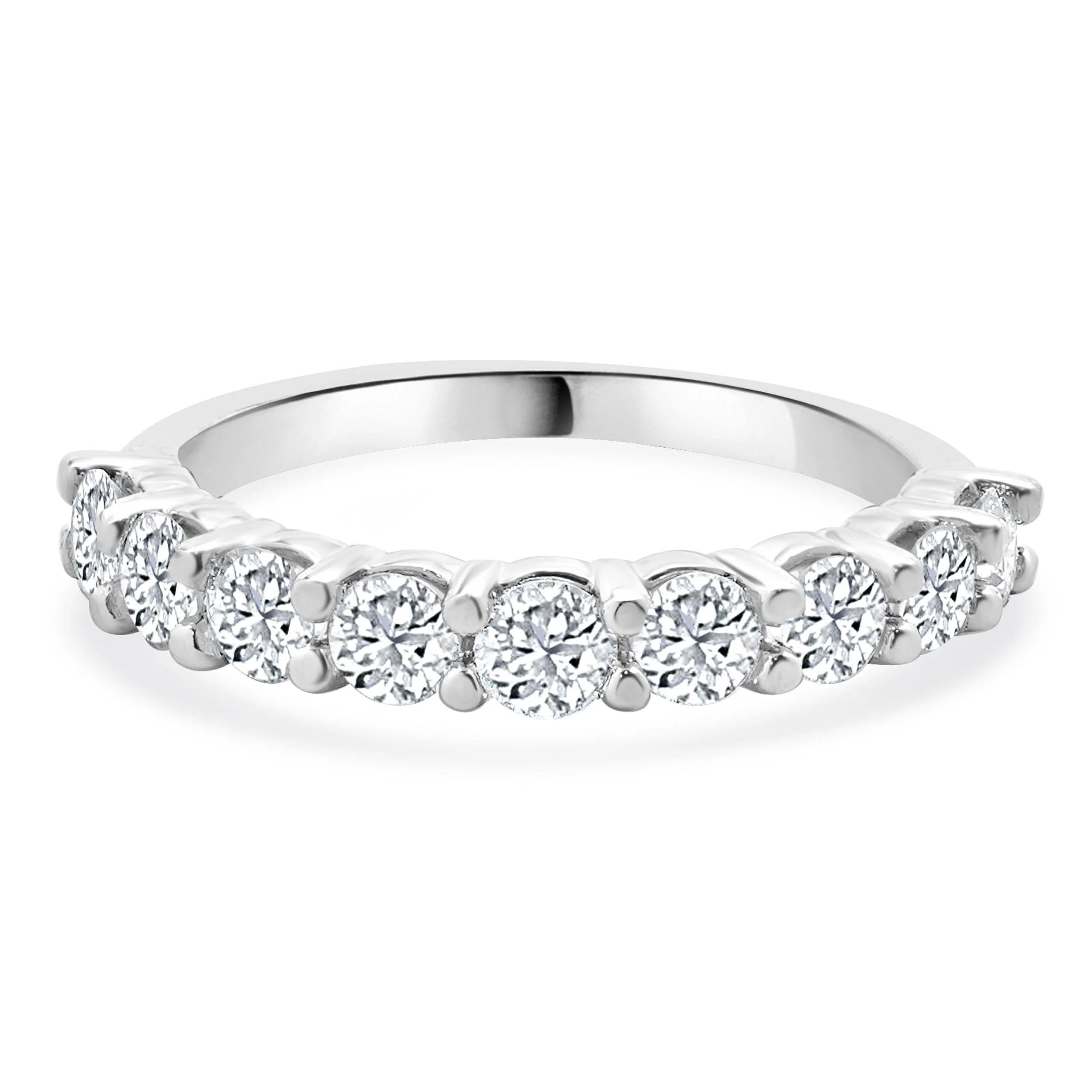 14 Karat White Gold Nine Diamond Band