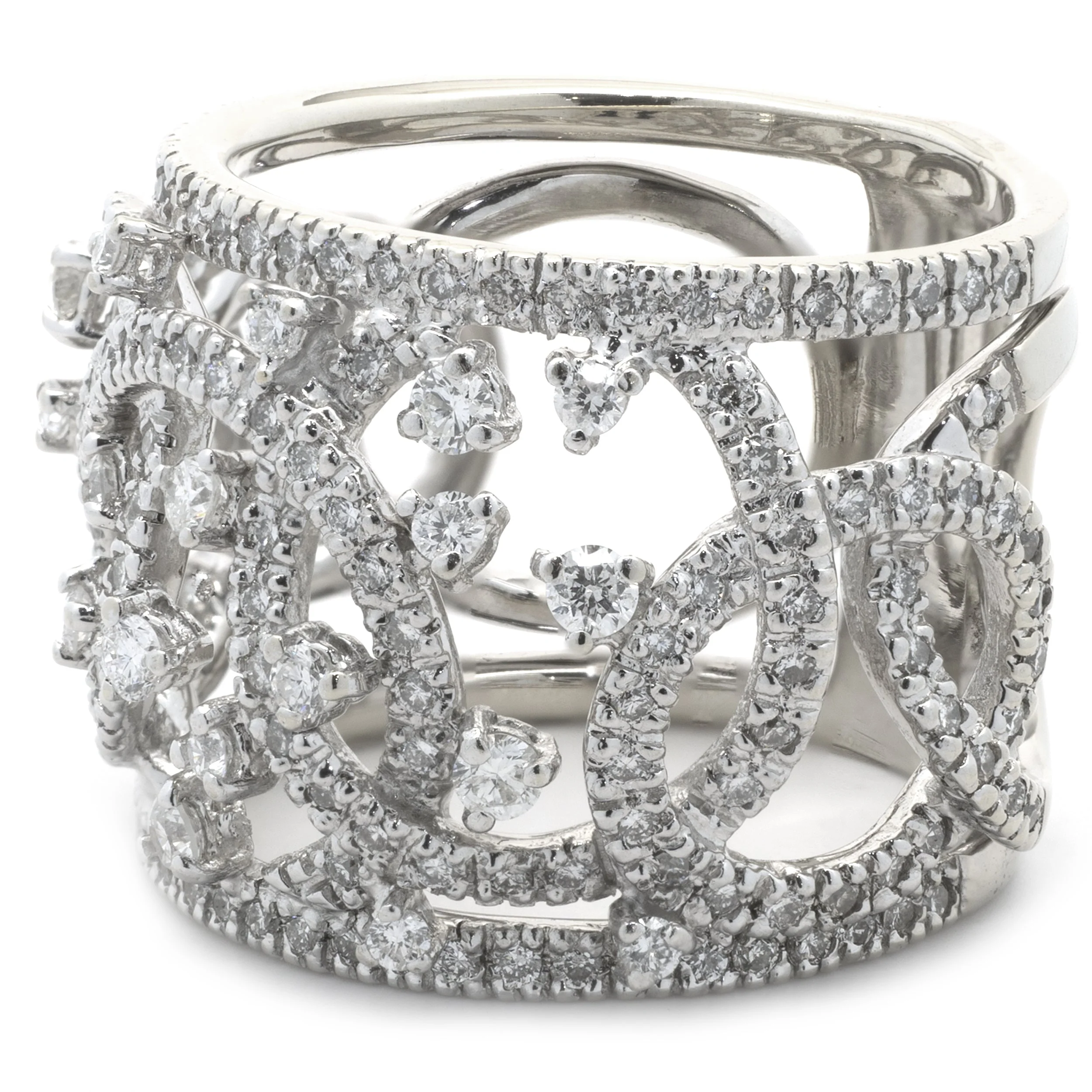 14 Karat White Gold Open Diamond Cigar Band - Image 3