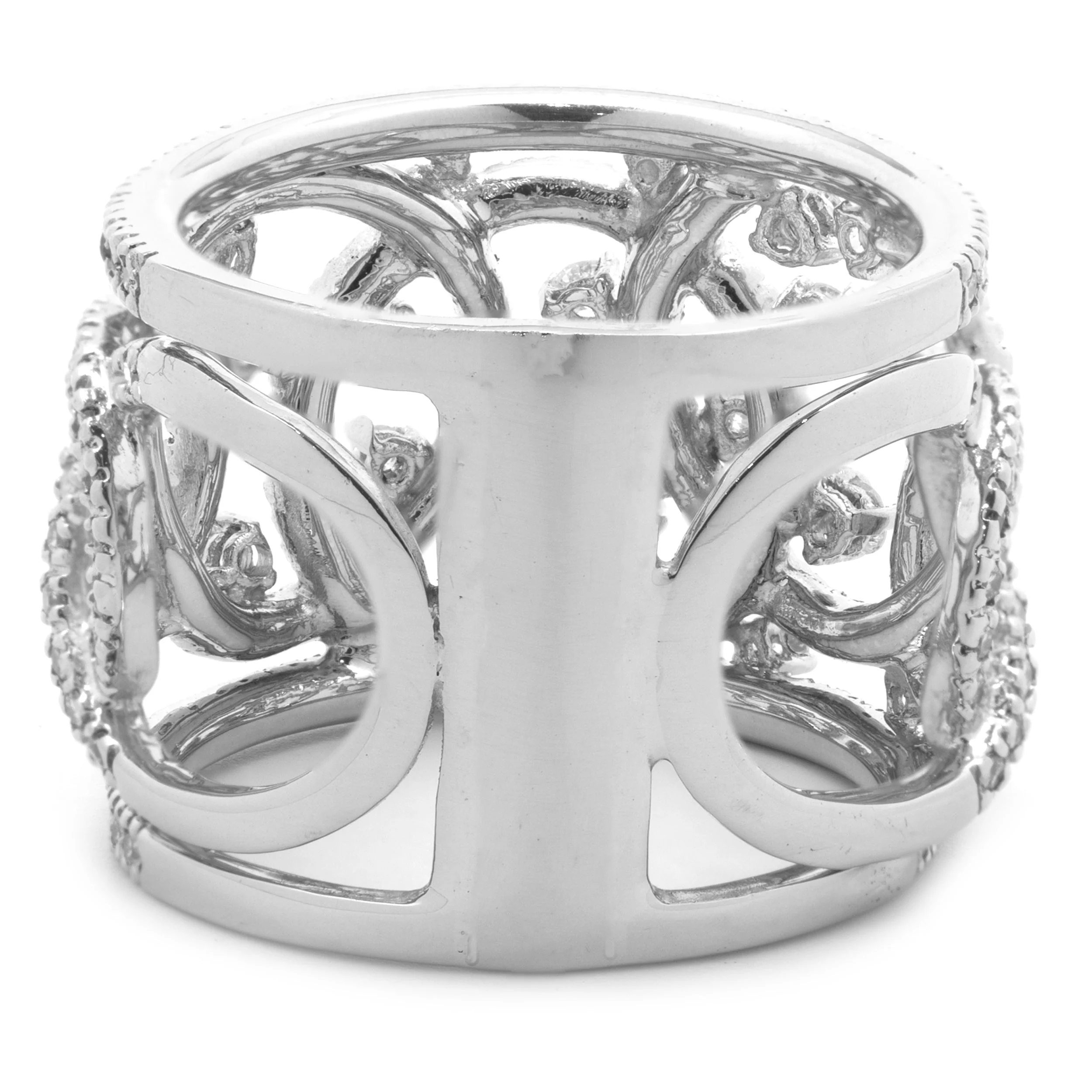 14 Karat White Gold Open Diamond Cigar Band - Image 4