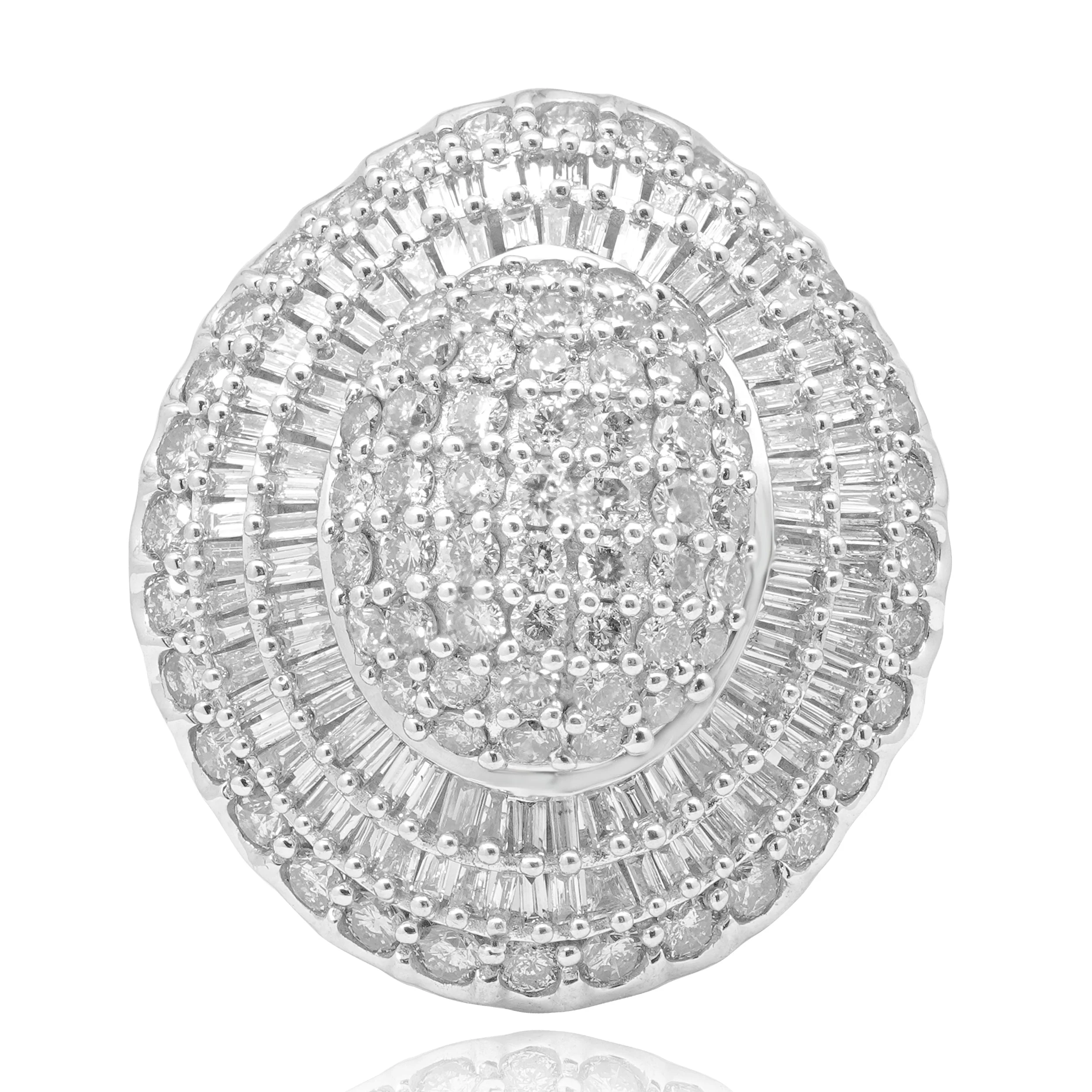 14 Karat White Gold Oval Diamond Cluster Ring