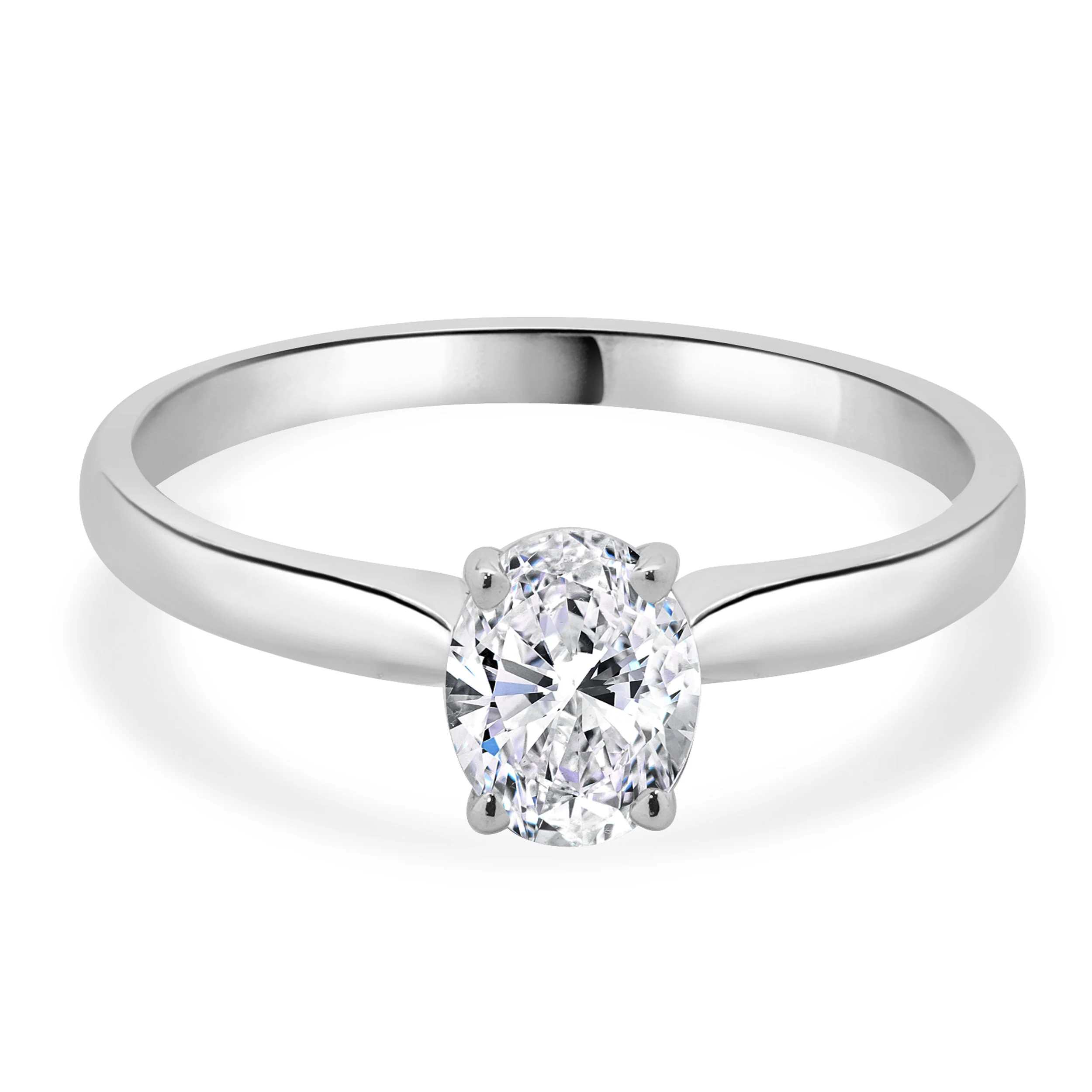 14 Karat White Gold Oval Diamond Engagement Ring