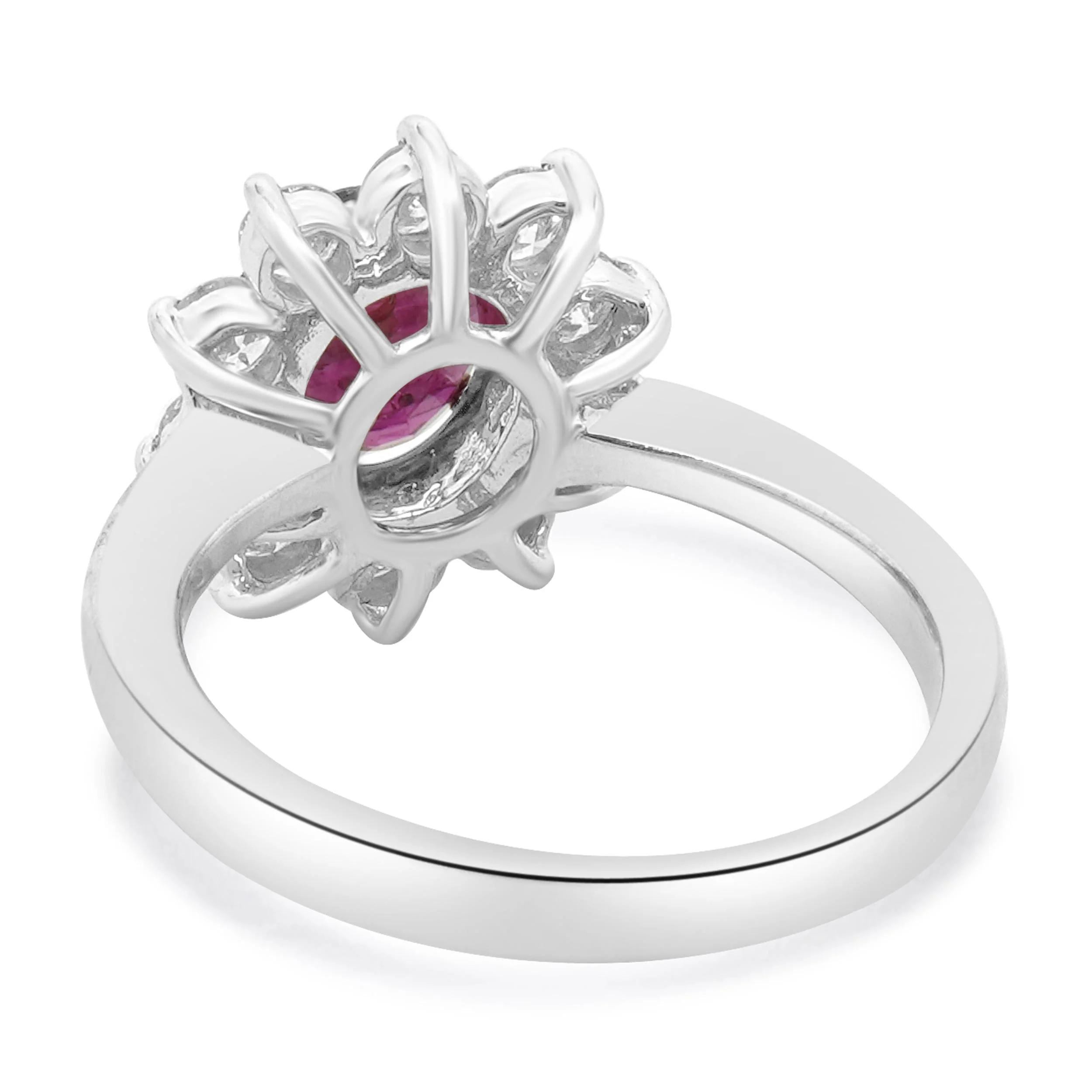 14 Karat White Gold Oval Ruby and Diamond Cocktail Ring - Image 4