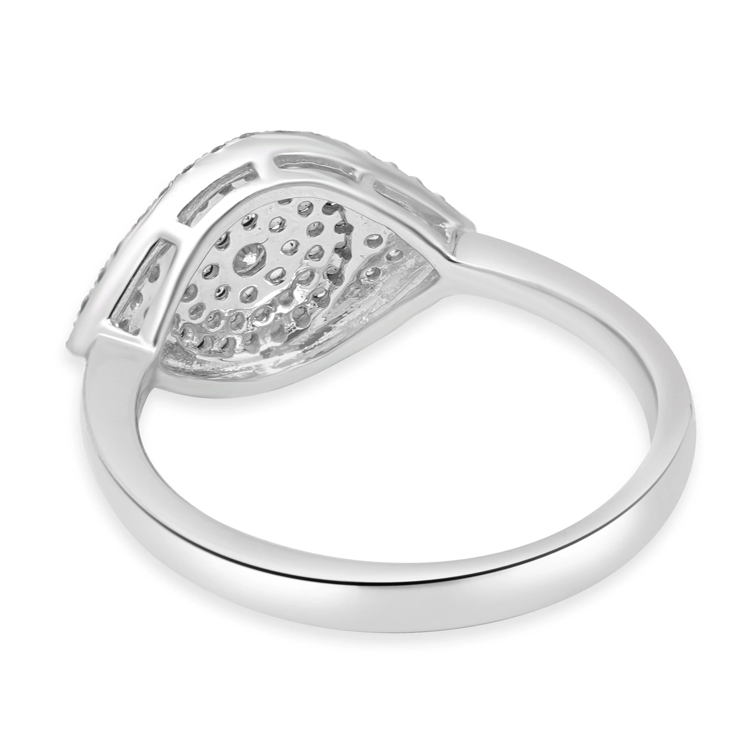 14 Karat White Gold Pave Blue Sapphire and Diamond Evil Eye Ring - Image 4
