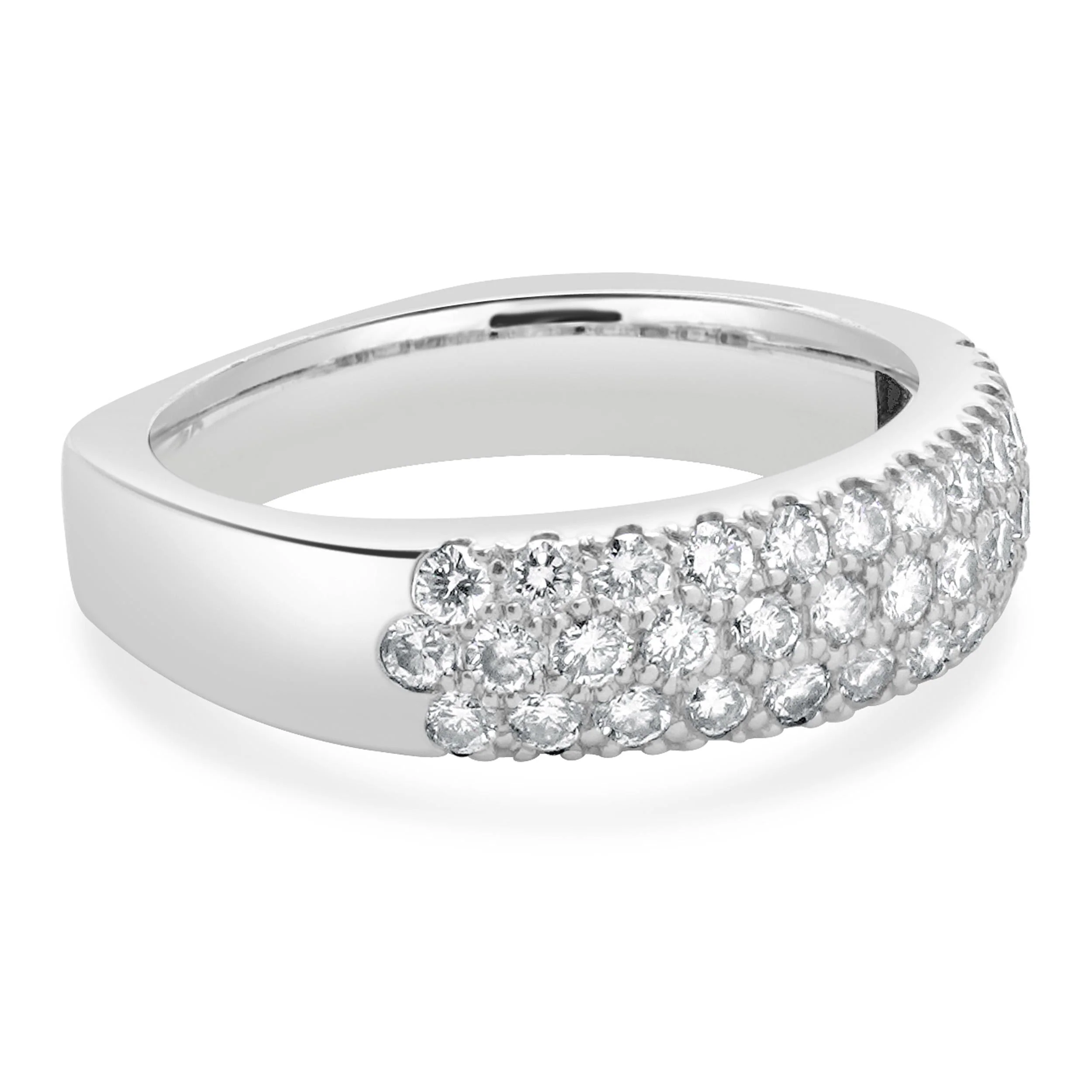 14 Karat White Gold Pave Diamond Euro Shank Ring - Image 3