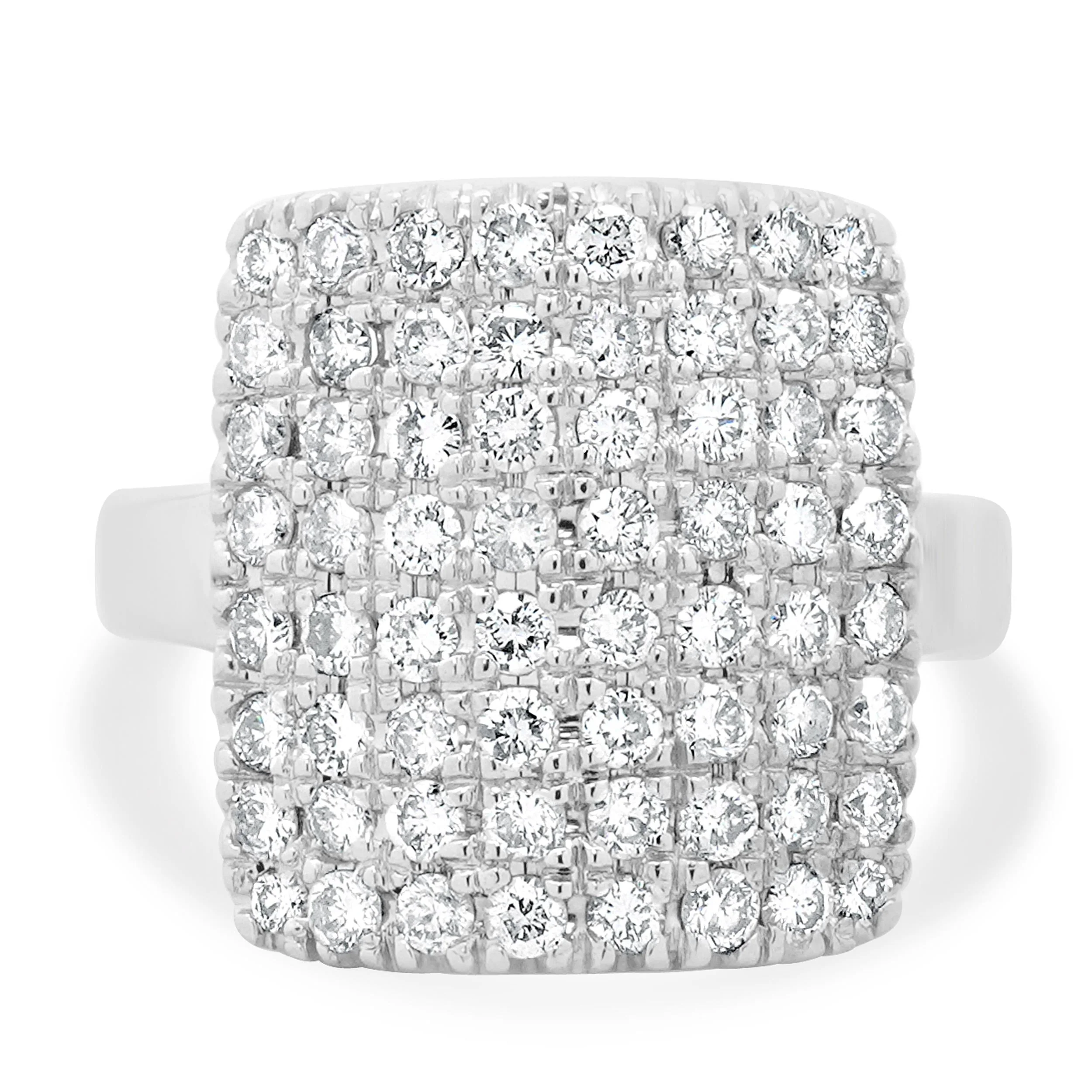 14 Karat White Gold Pave Diamond Rectangular Band