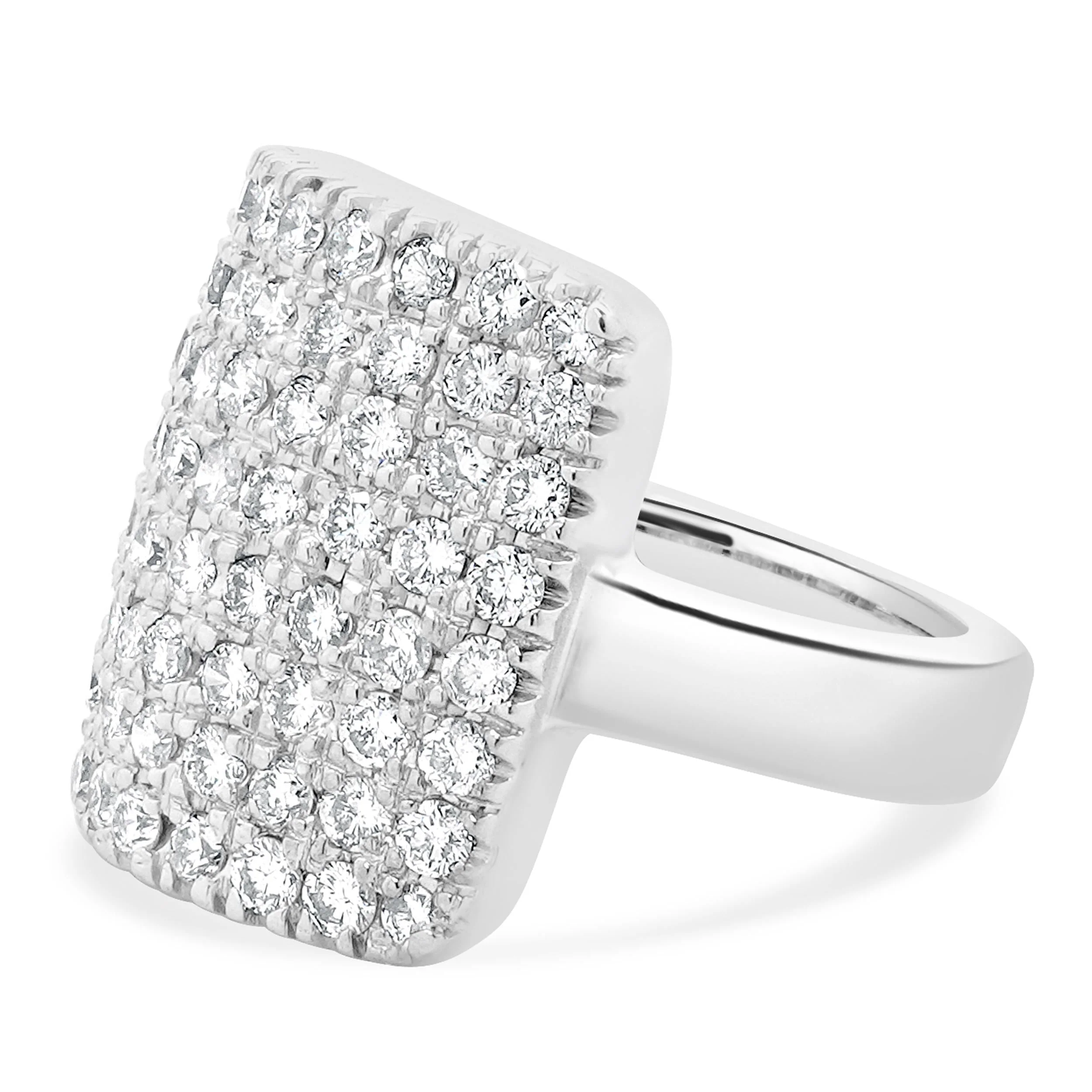 14 Karat White Gold Pave Diamond Rectangular Band - Image 2