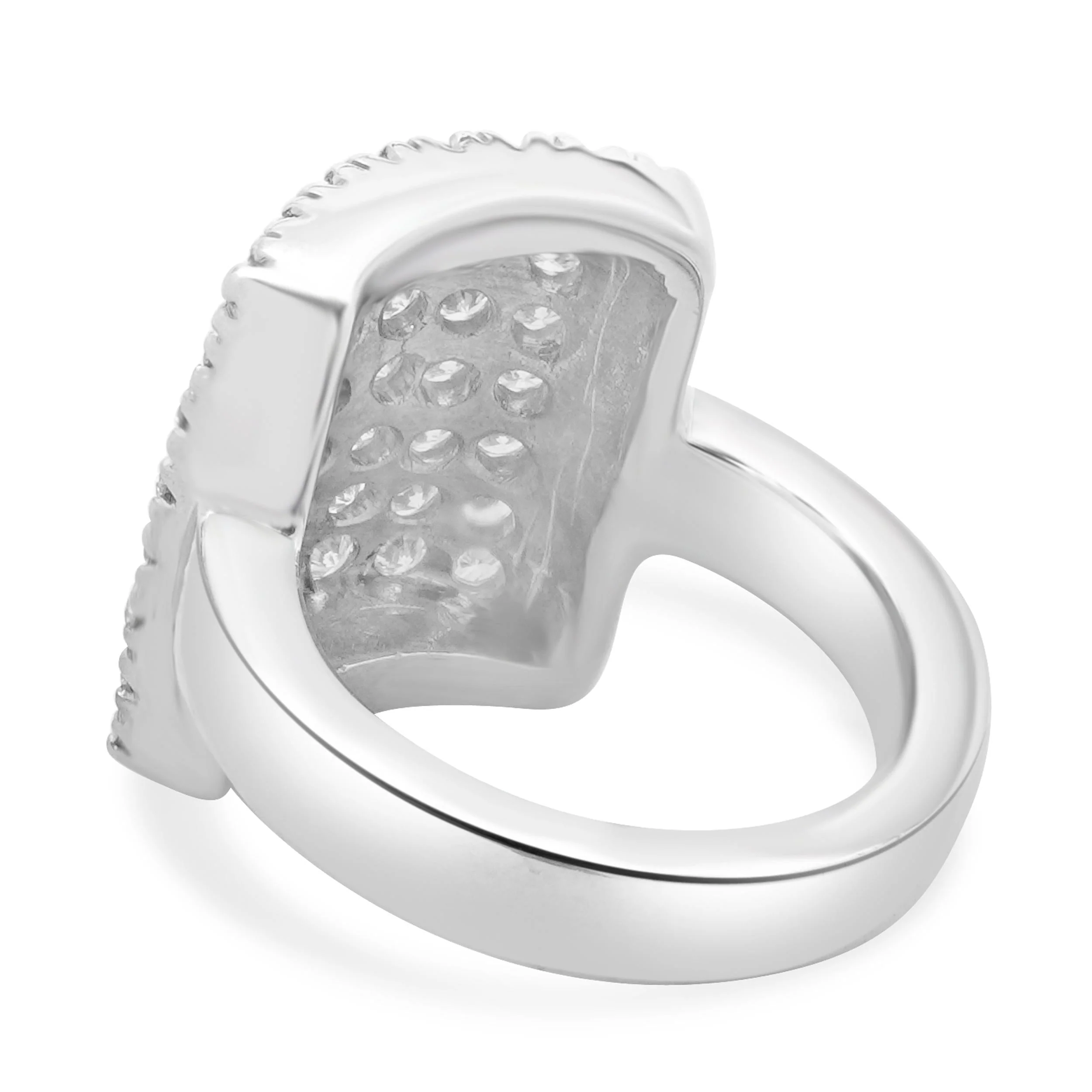 14 Karat White Gold Pave Diamond Rectangular Band - Image 4
