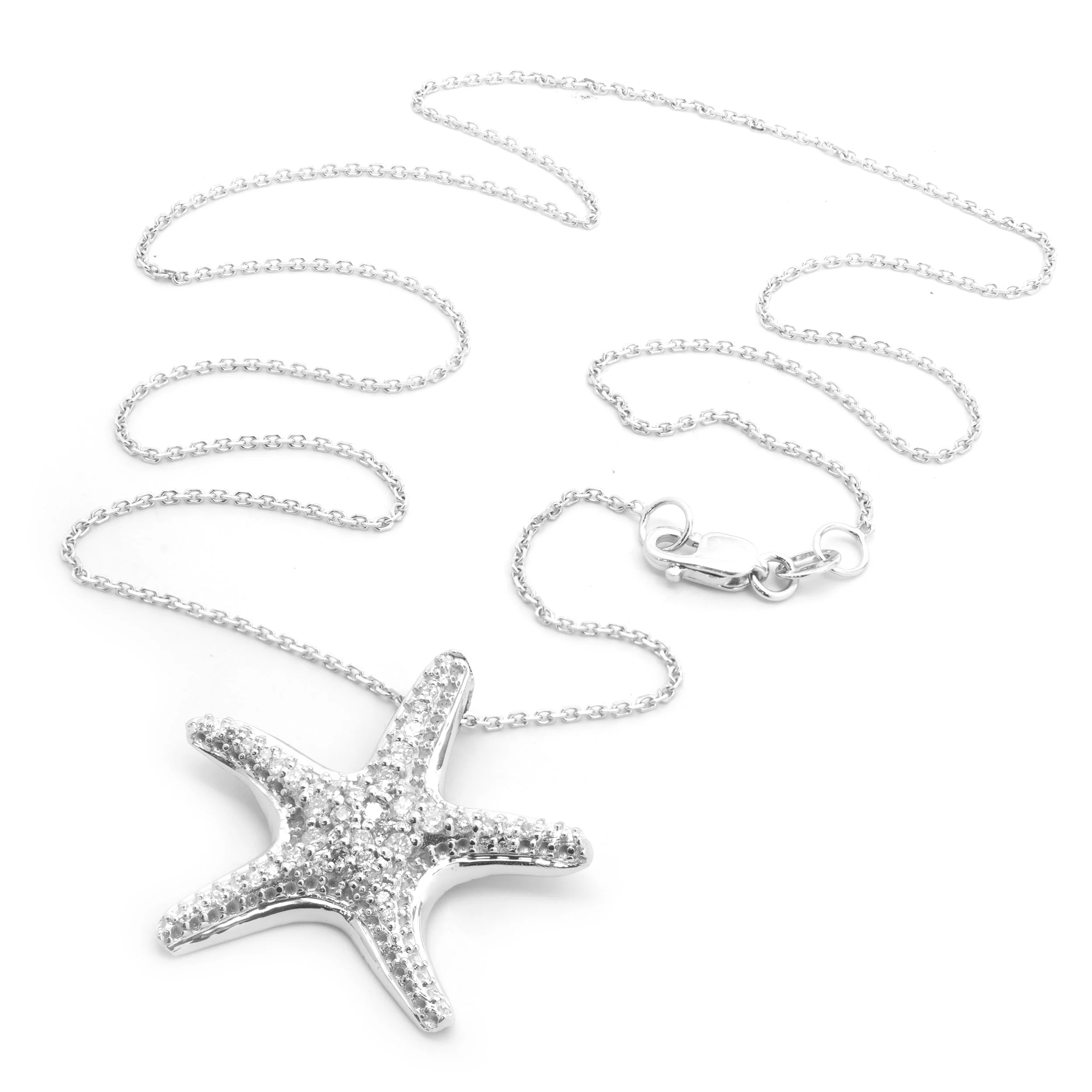 14 Karat White Gold Pave Diamond Starfish Necklace - Image 2