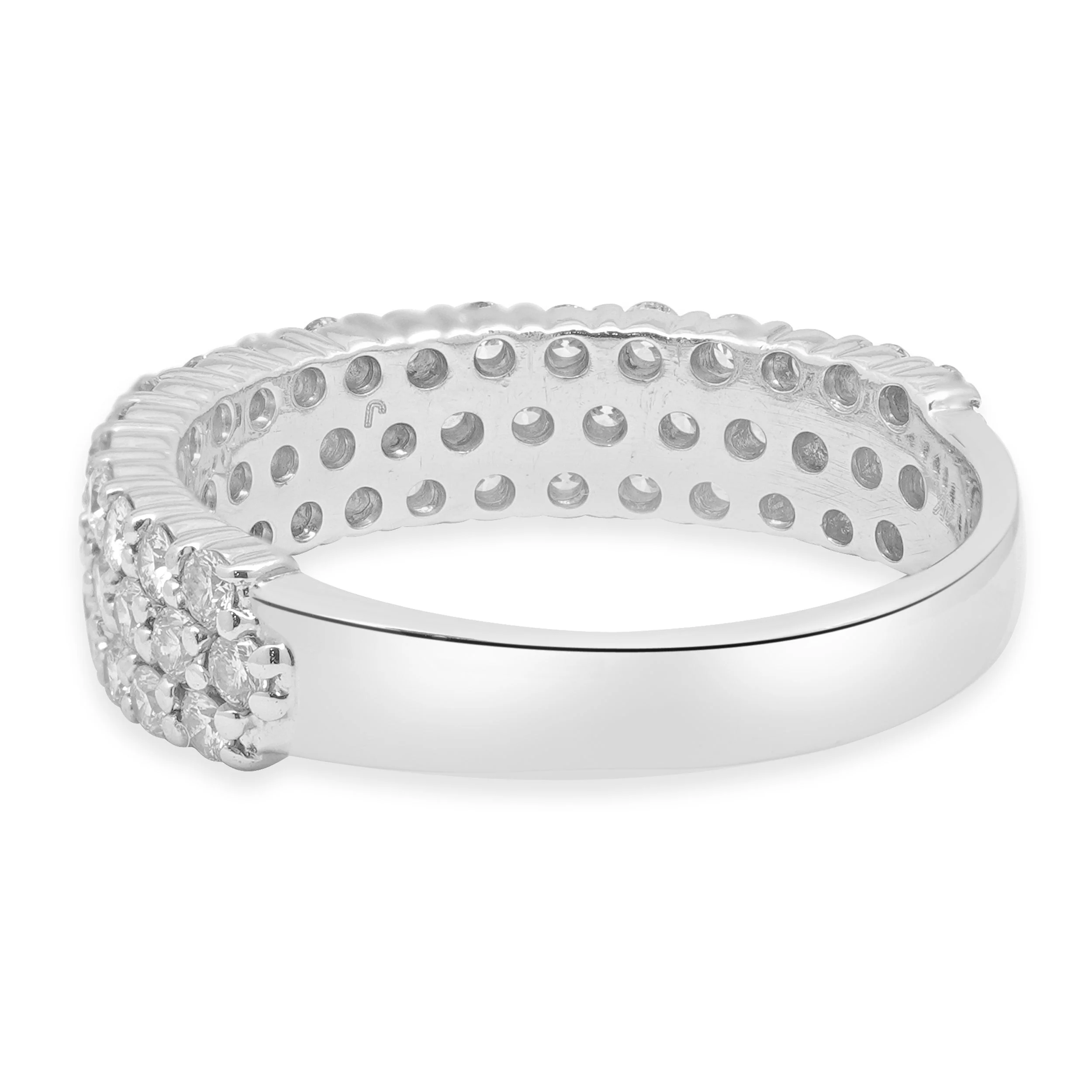 14 Karat White Gold Pave Three Row Diamond Band - Image 3