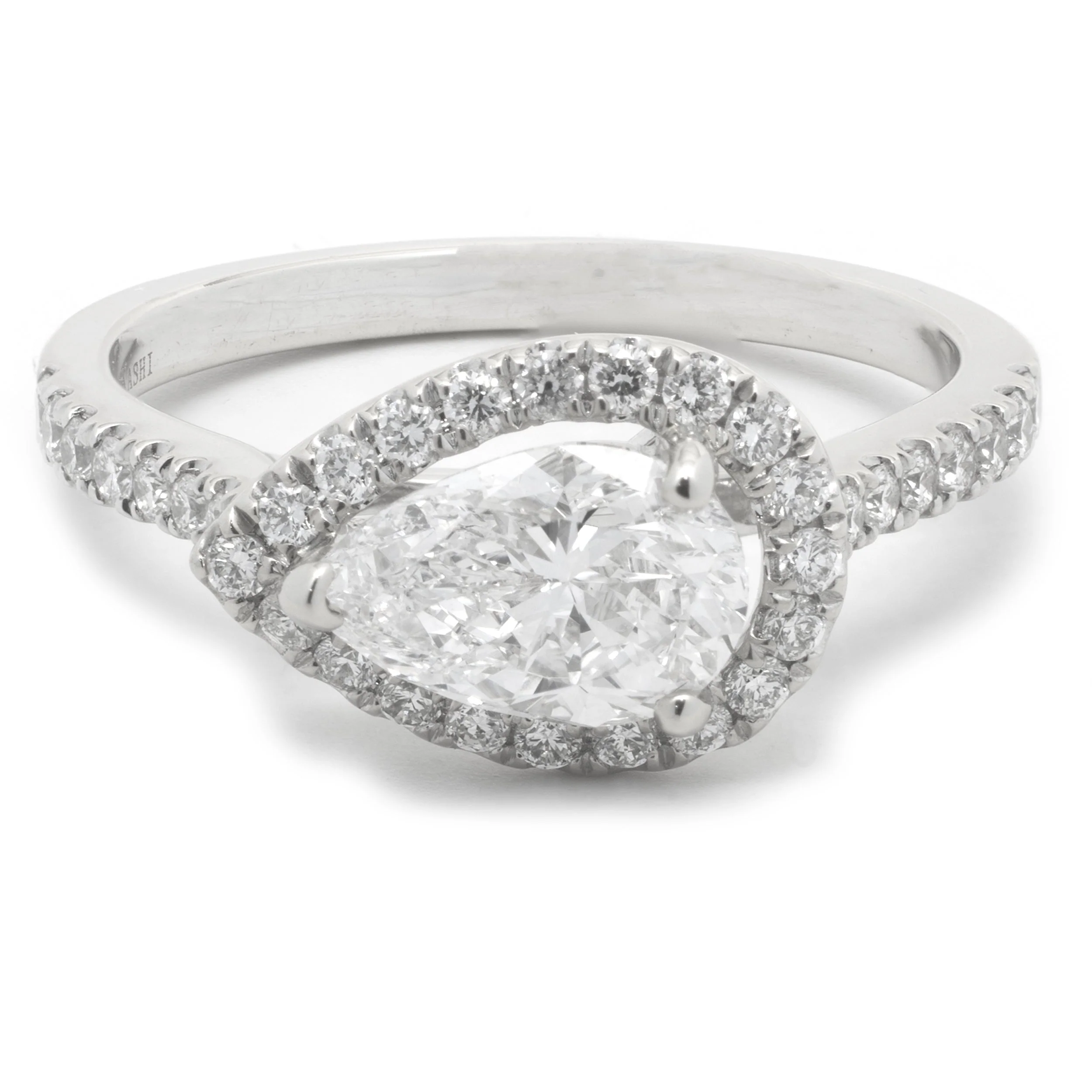 14 Karat White Gold Pear Cut Diamond Engagement Ring