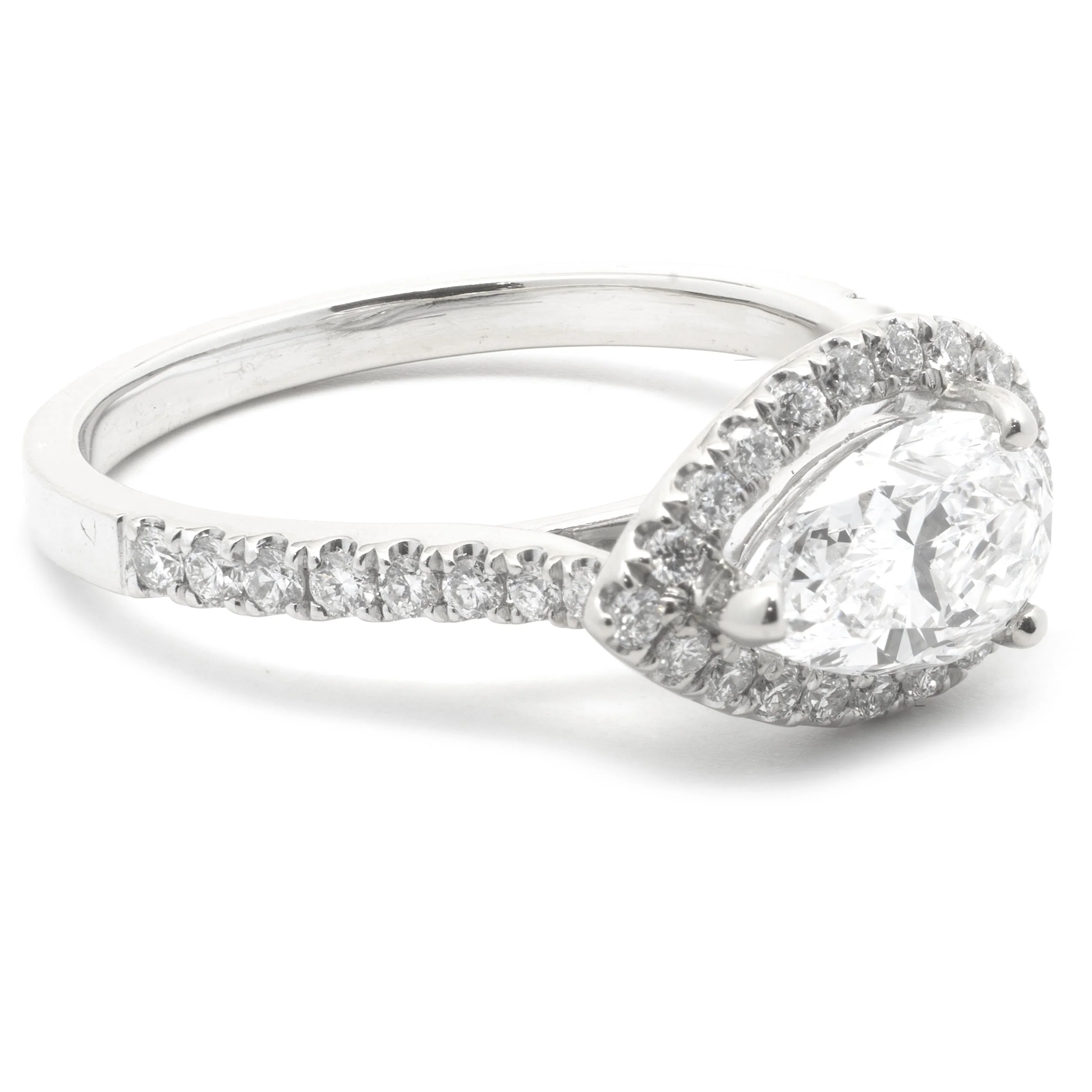 14 Karat White Gold Pear Cut Diamond Engagement Ring - Image 2