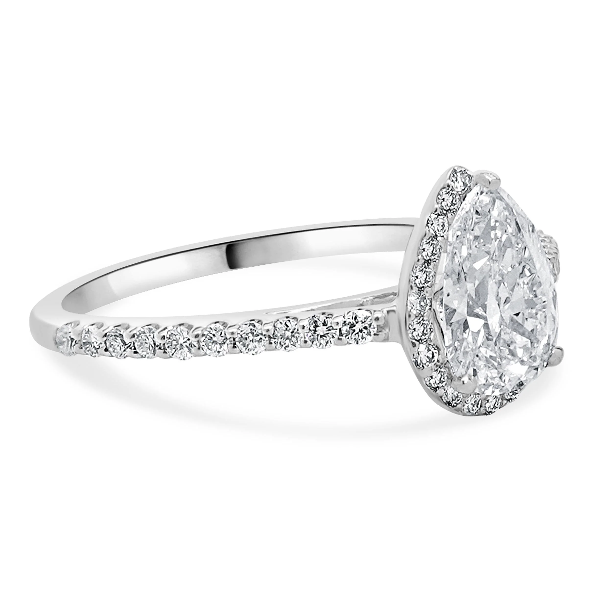 14 Karat White Gold Pear Cut Diamond Engagement Ring - Image 4