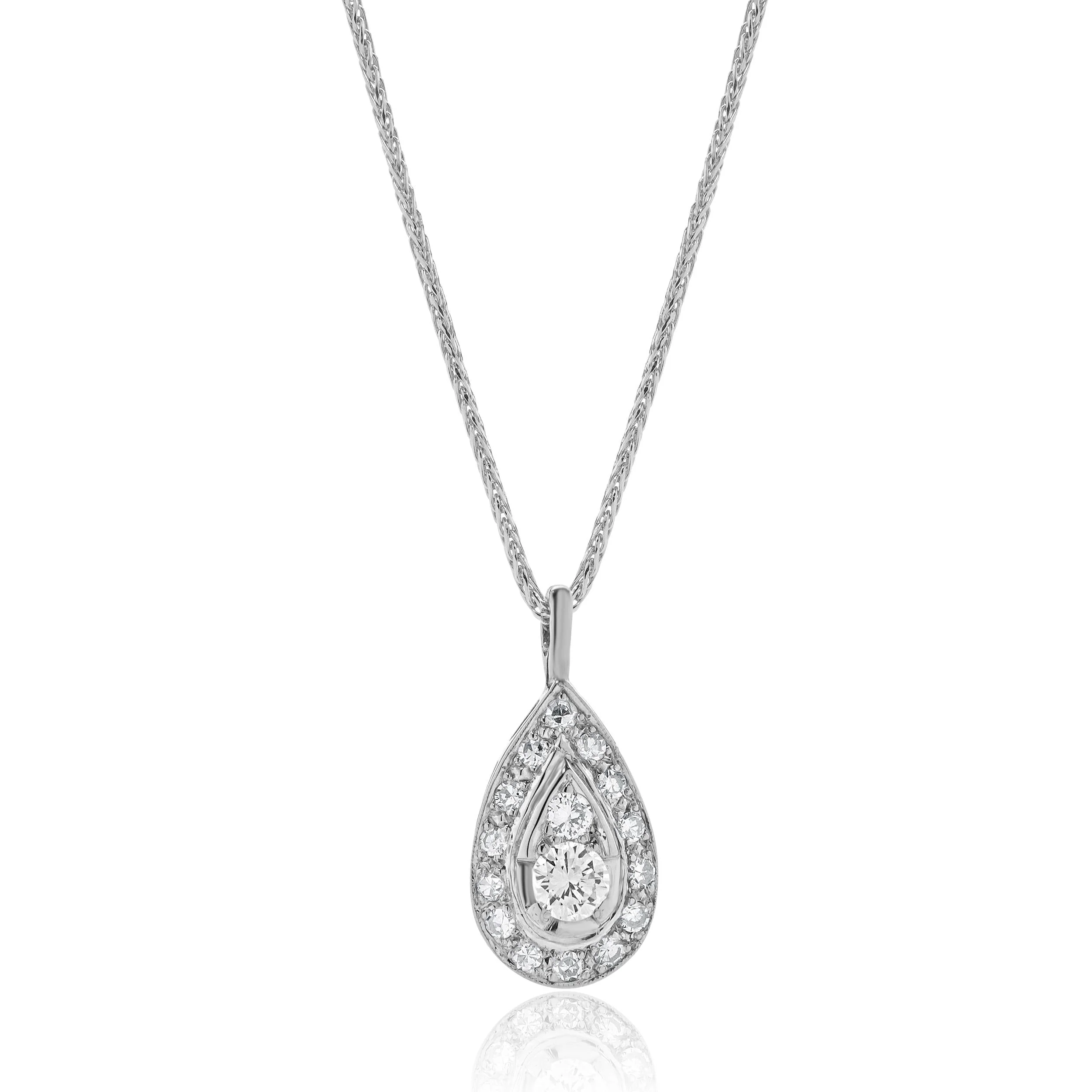 14 Karat White Gold Pear Drop Diamond Necklace - Image 2