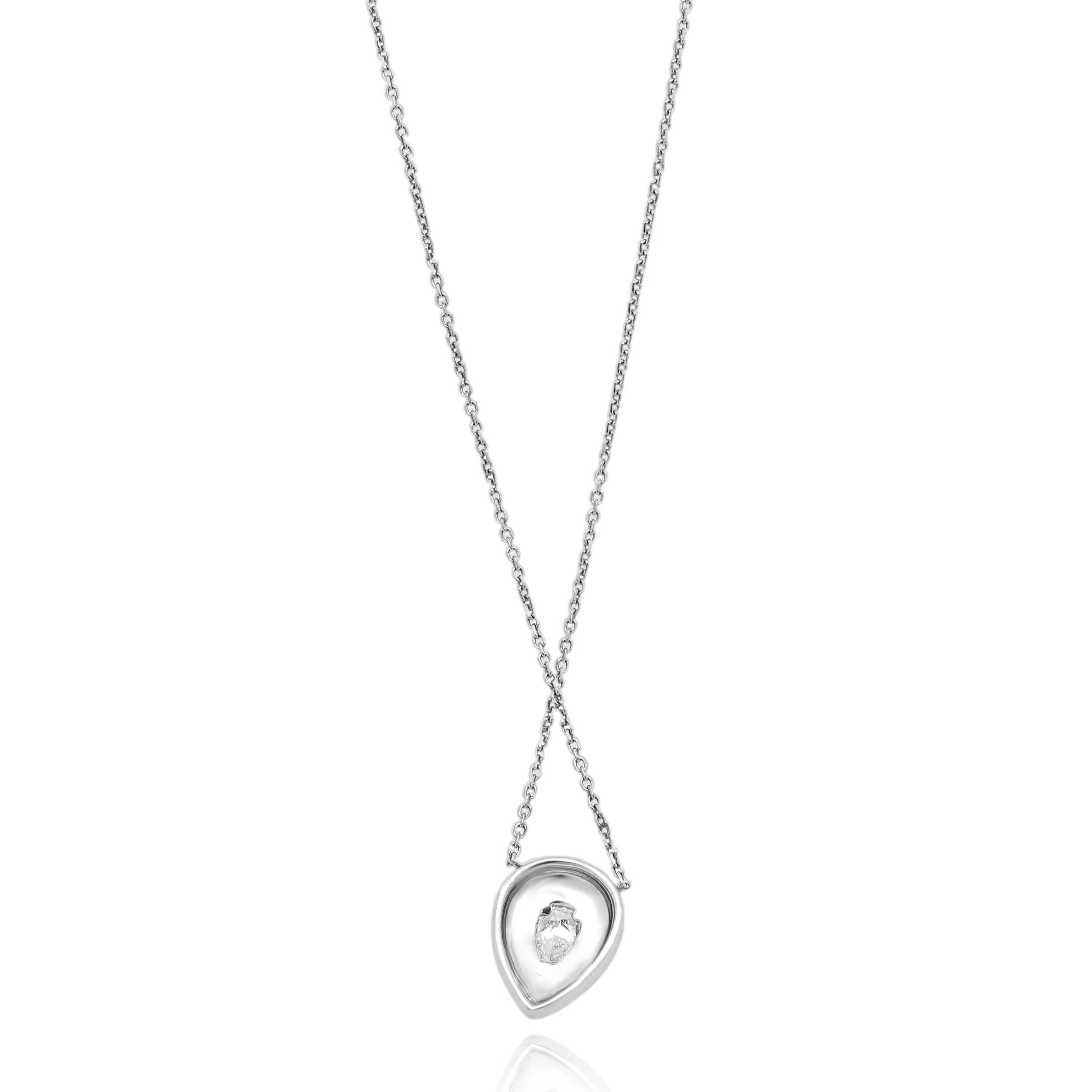 14 Karat White Gold Pear Shaped Diamond Necklace - Image 2
