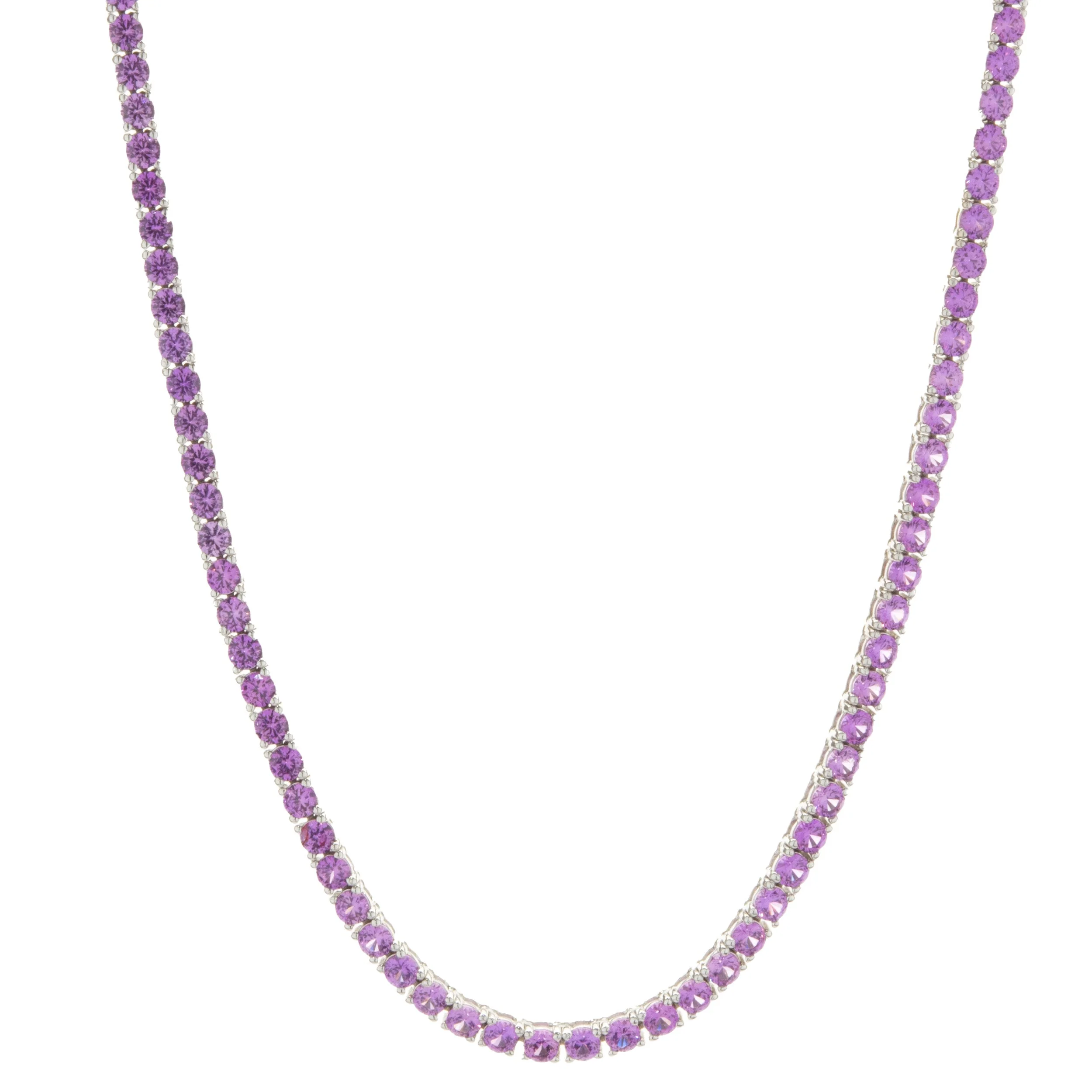 14 Karat White Gold Pink Sapphire Adjustable Choker Necklace