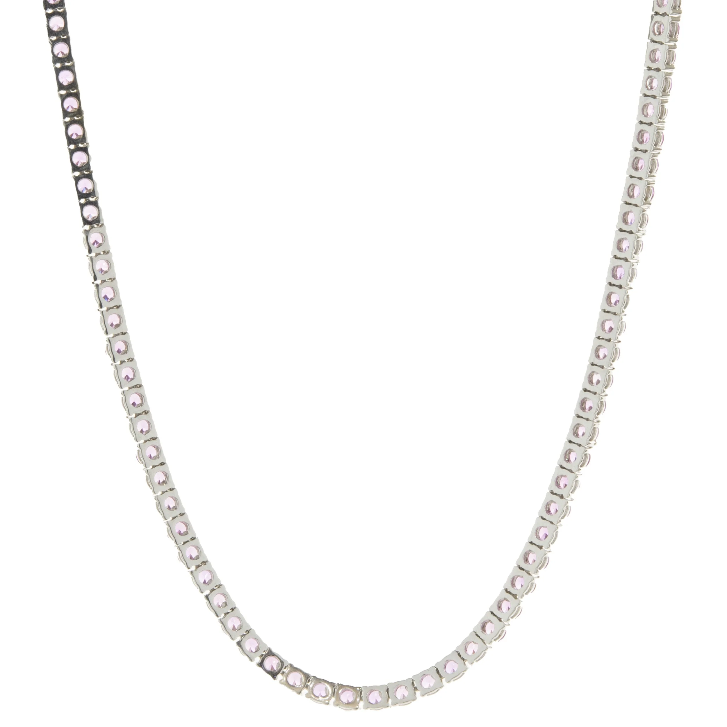 14 Karat White Gold Pink Sapphire Adjustable Choker Necklace - Image 2