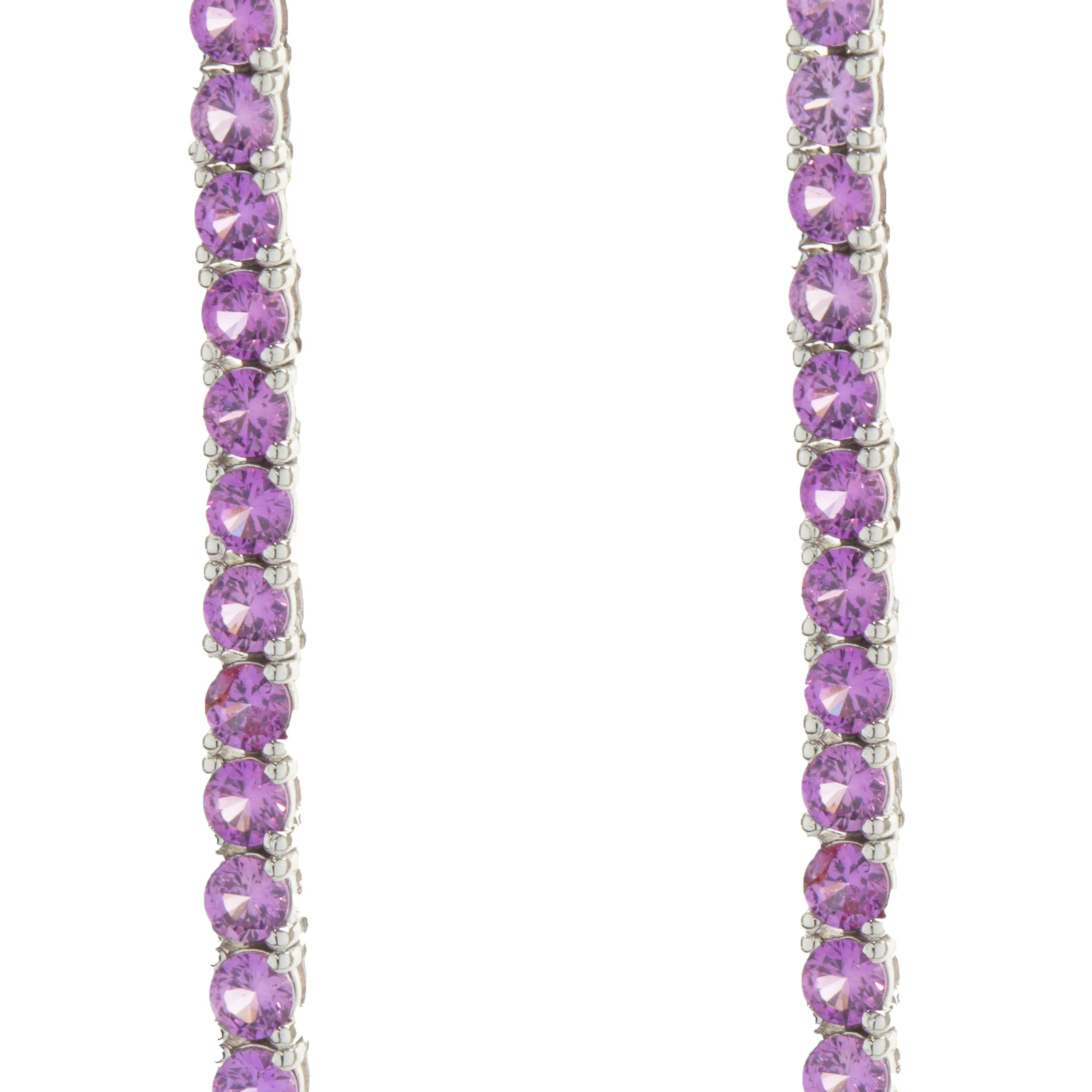 14 Karat White Gold Pink Sapphire Adjustable Choker Necklace - Image 3