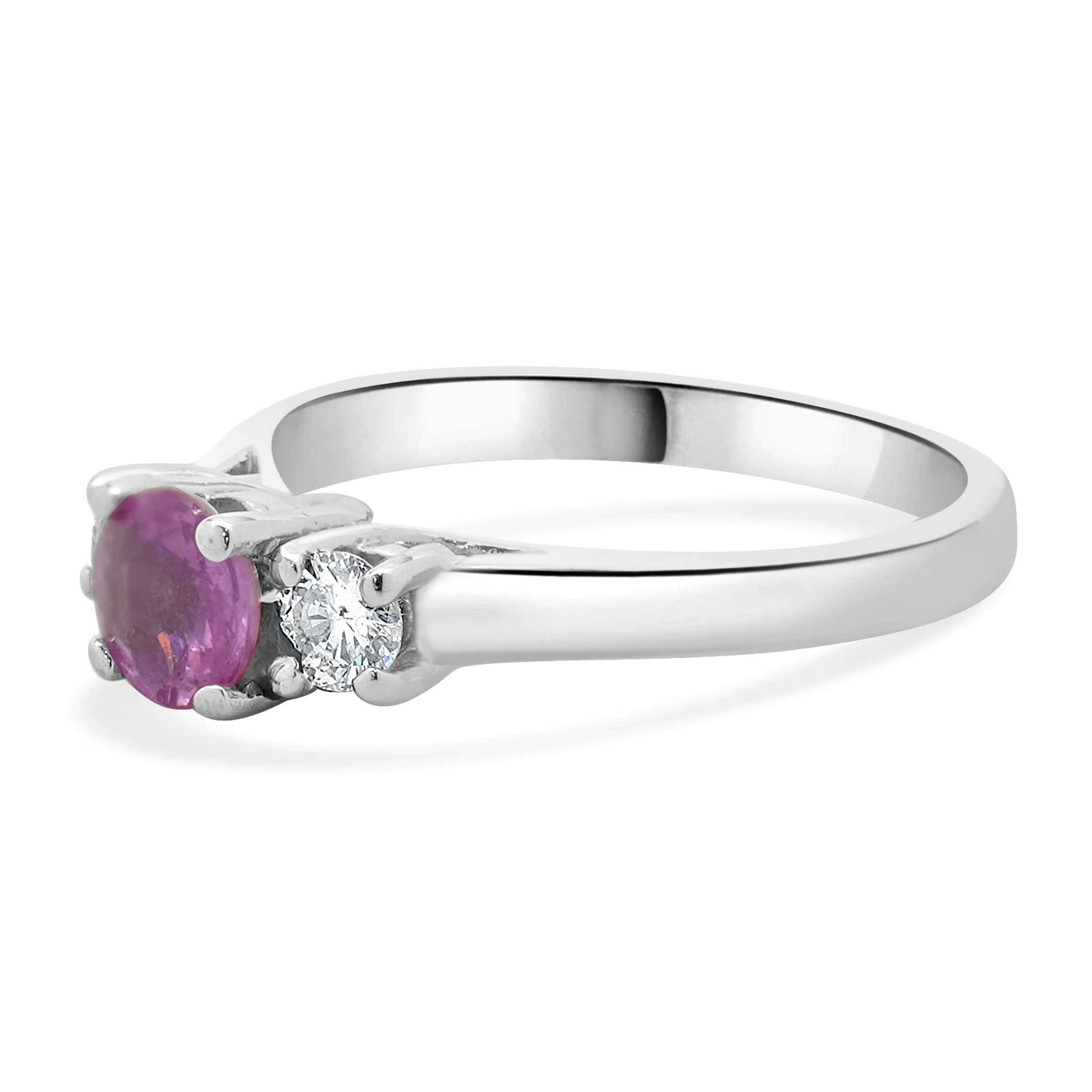 14 Karat White Gold Pink Sapphire and Diamond Ring - Image 2