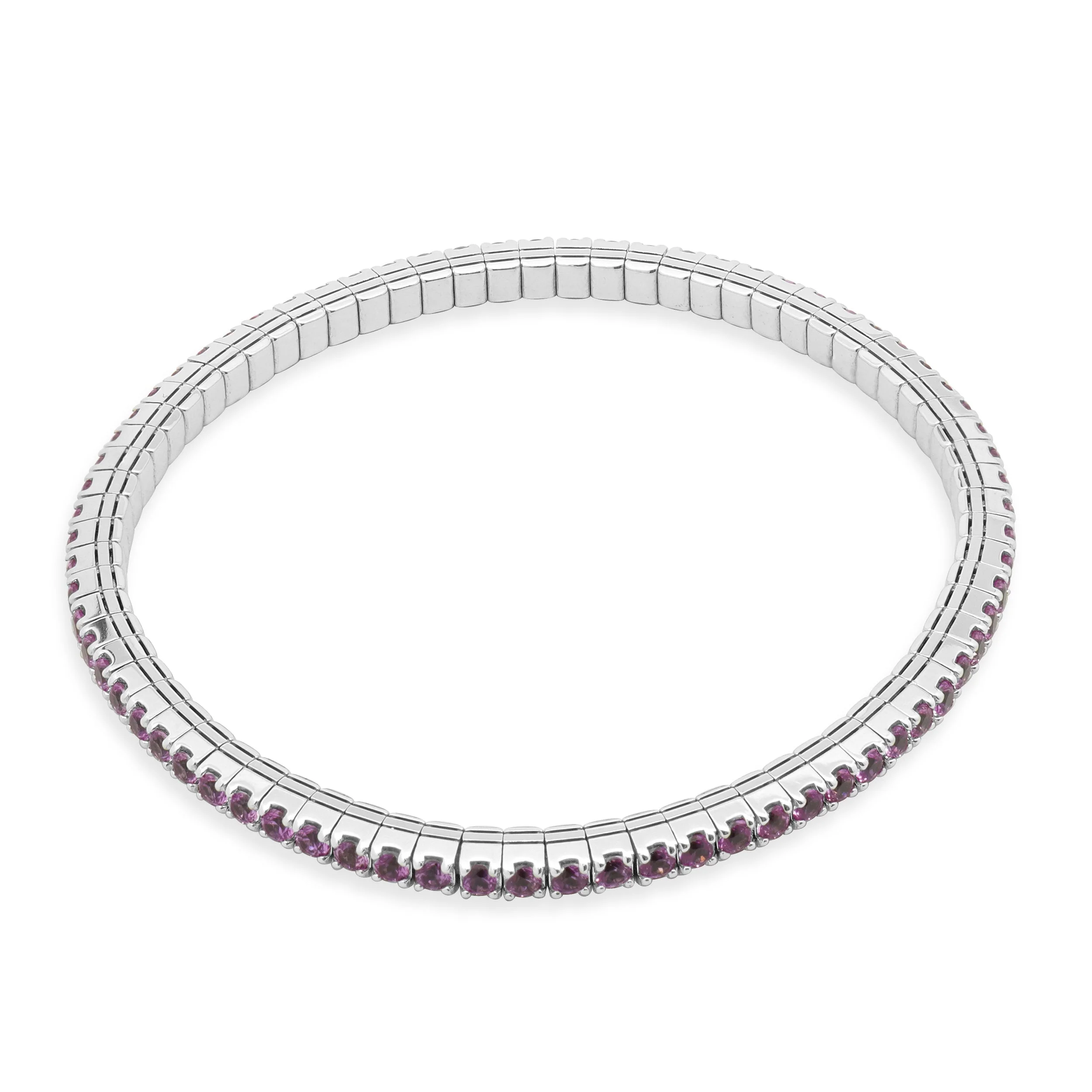 14 Karat White Gold Pink Sapphire Stretch Bracelet