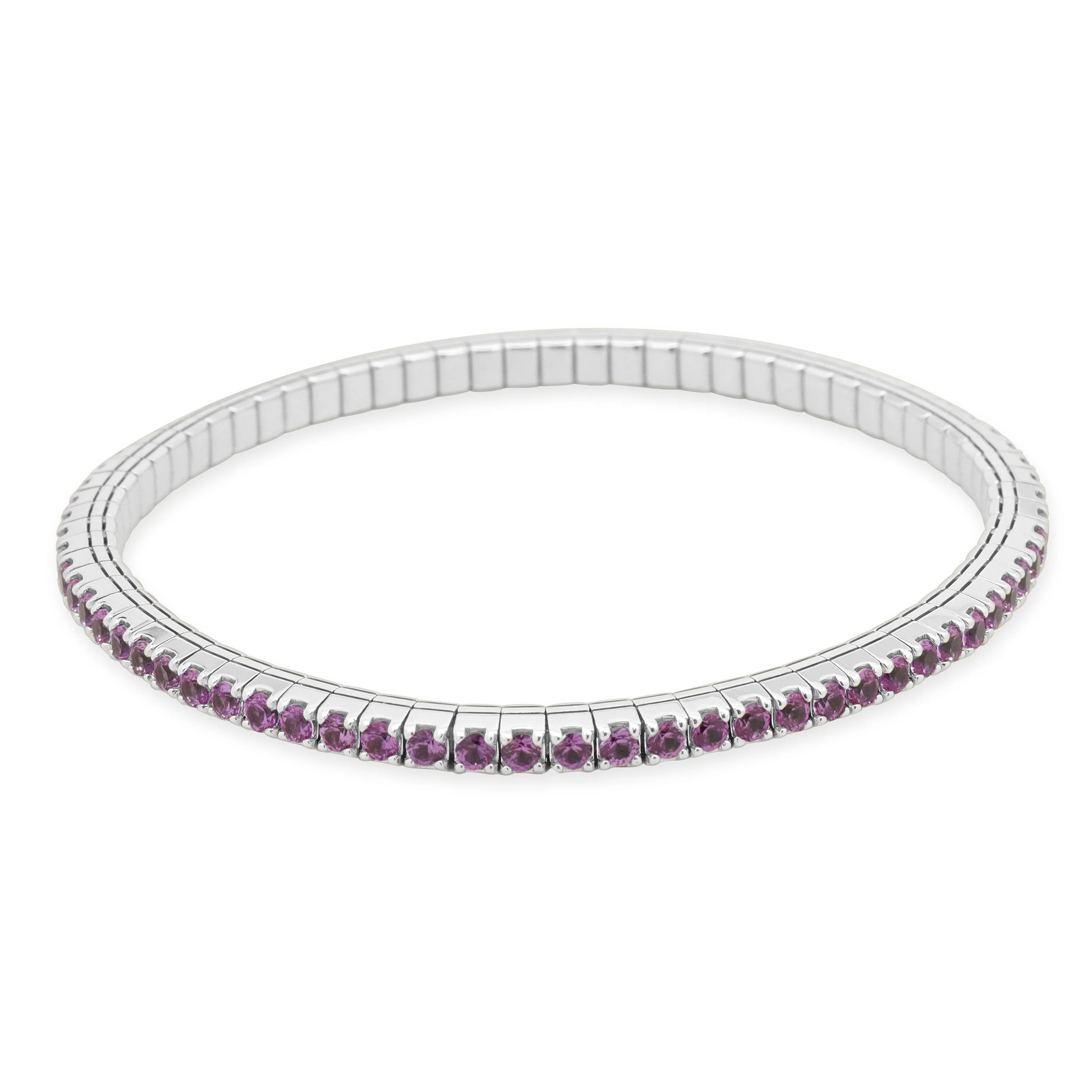 14 Karat White Gold Pink Sapphire Stretch Bracelet - Image 3