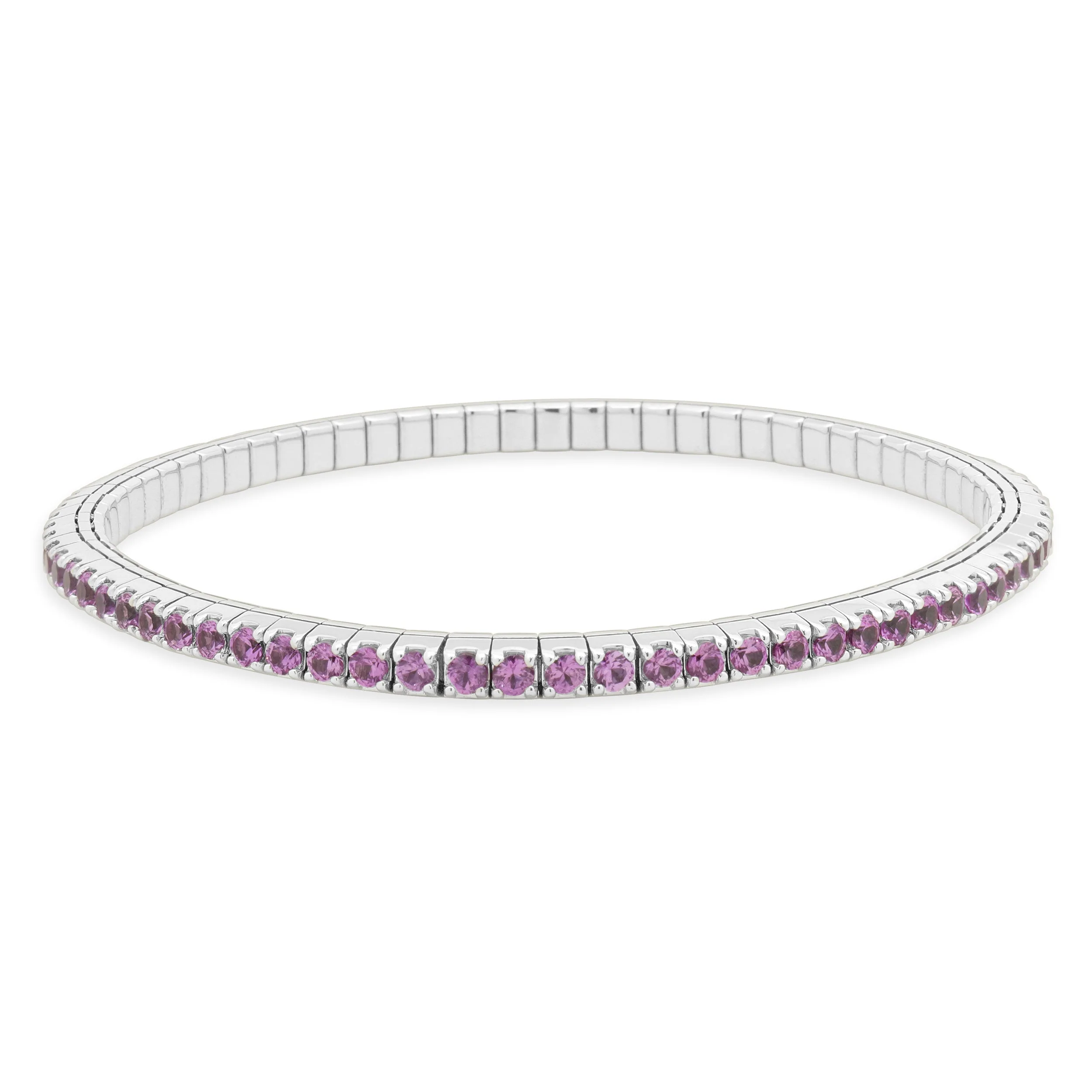 14 Karat White Gold Pink Sapphire Stretch Bracelet - Image 4