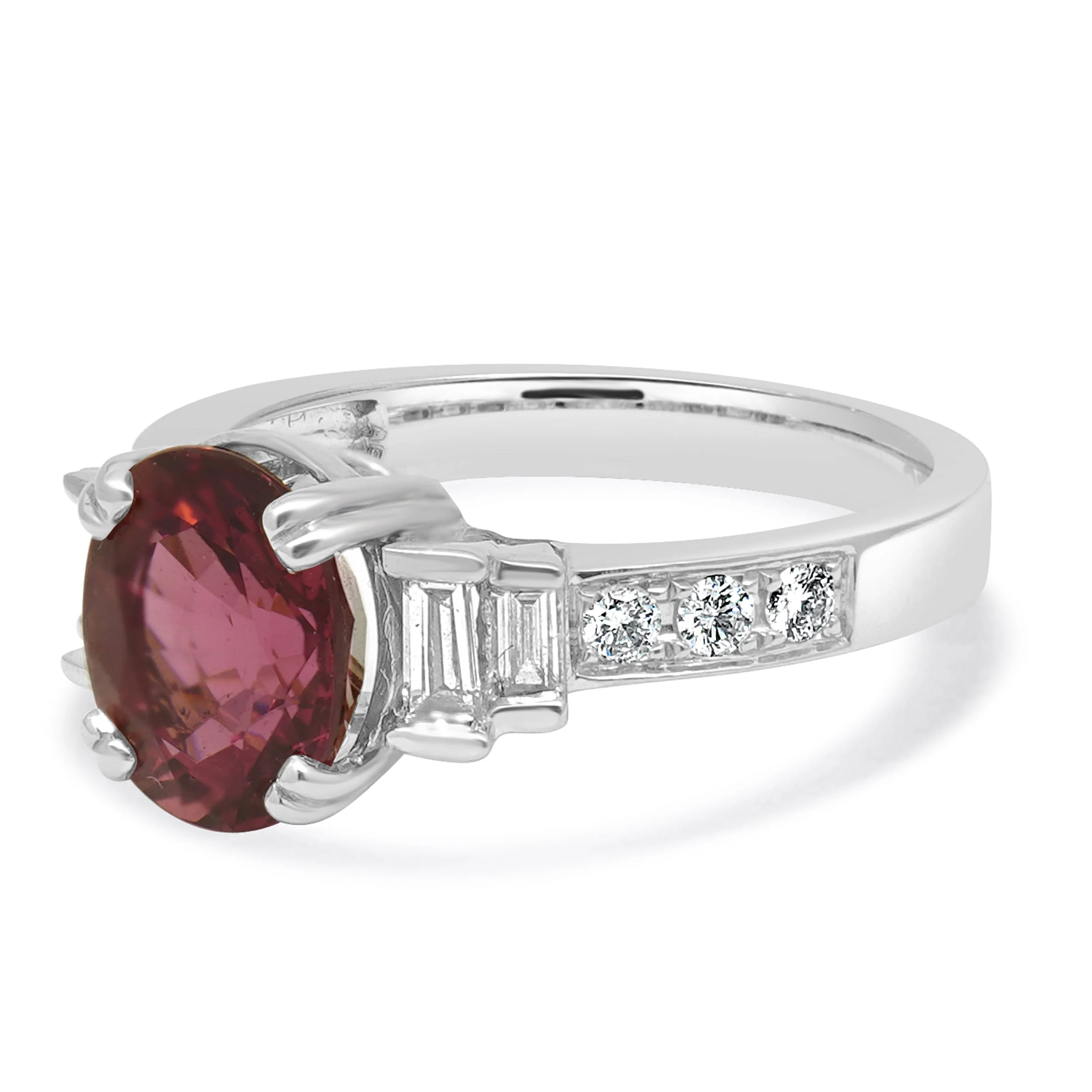 14 Karat White Gold Pink Tourmaline and Diamond Ring - Image 2