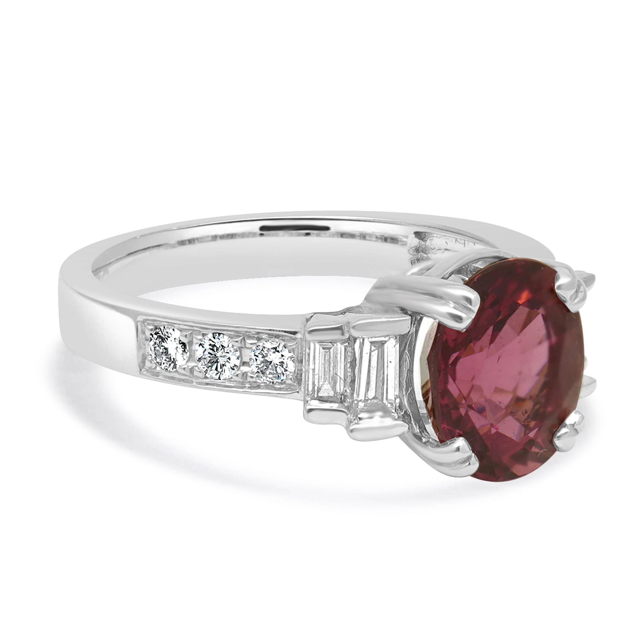 14 Karat White Gold Pink Tourmaline and Diamond Ring - Image 4