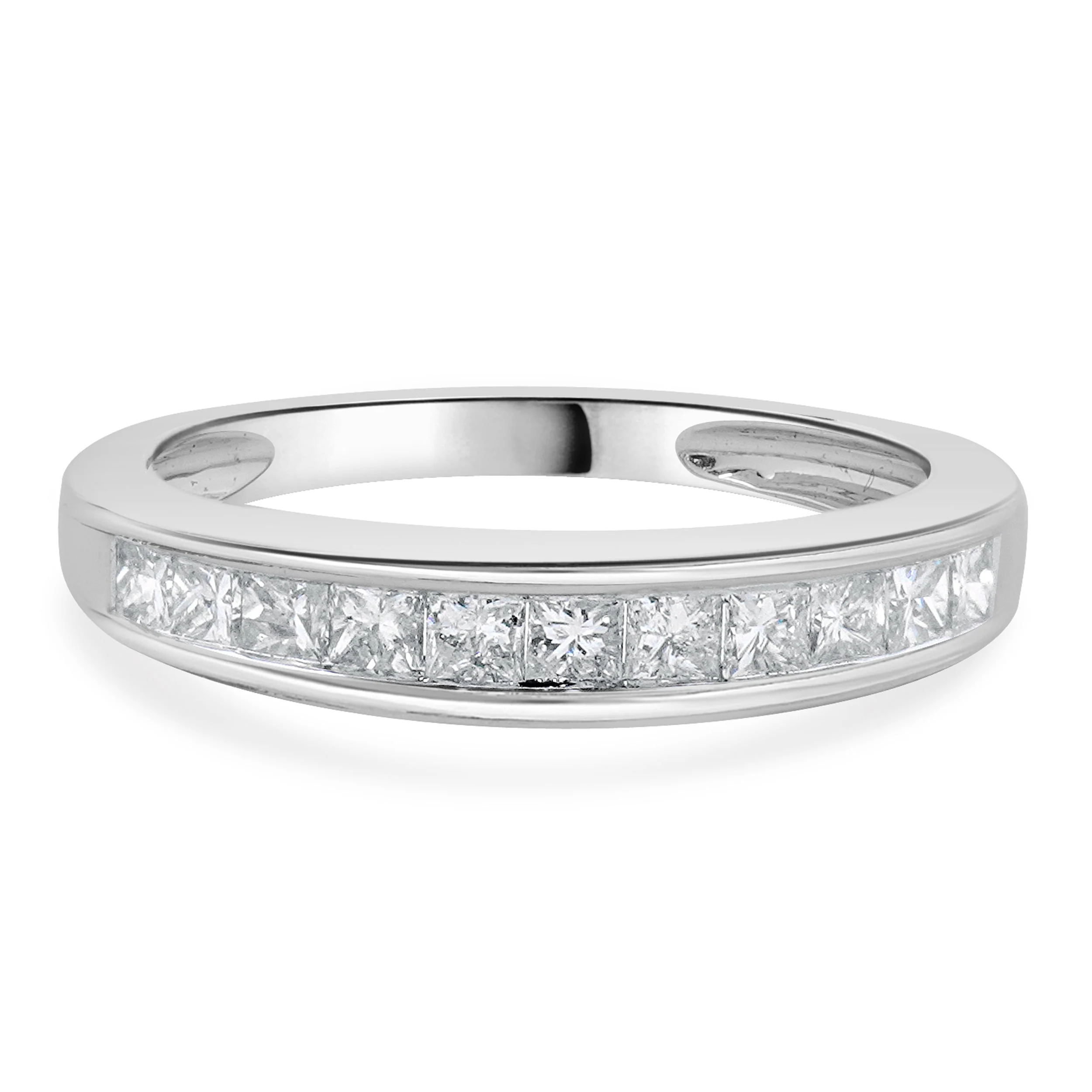 14 Karat White Gold Princess Cut Channel Set Diamond band