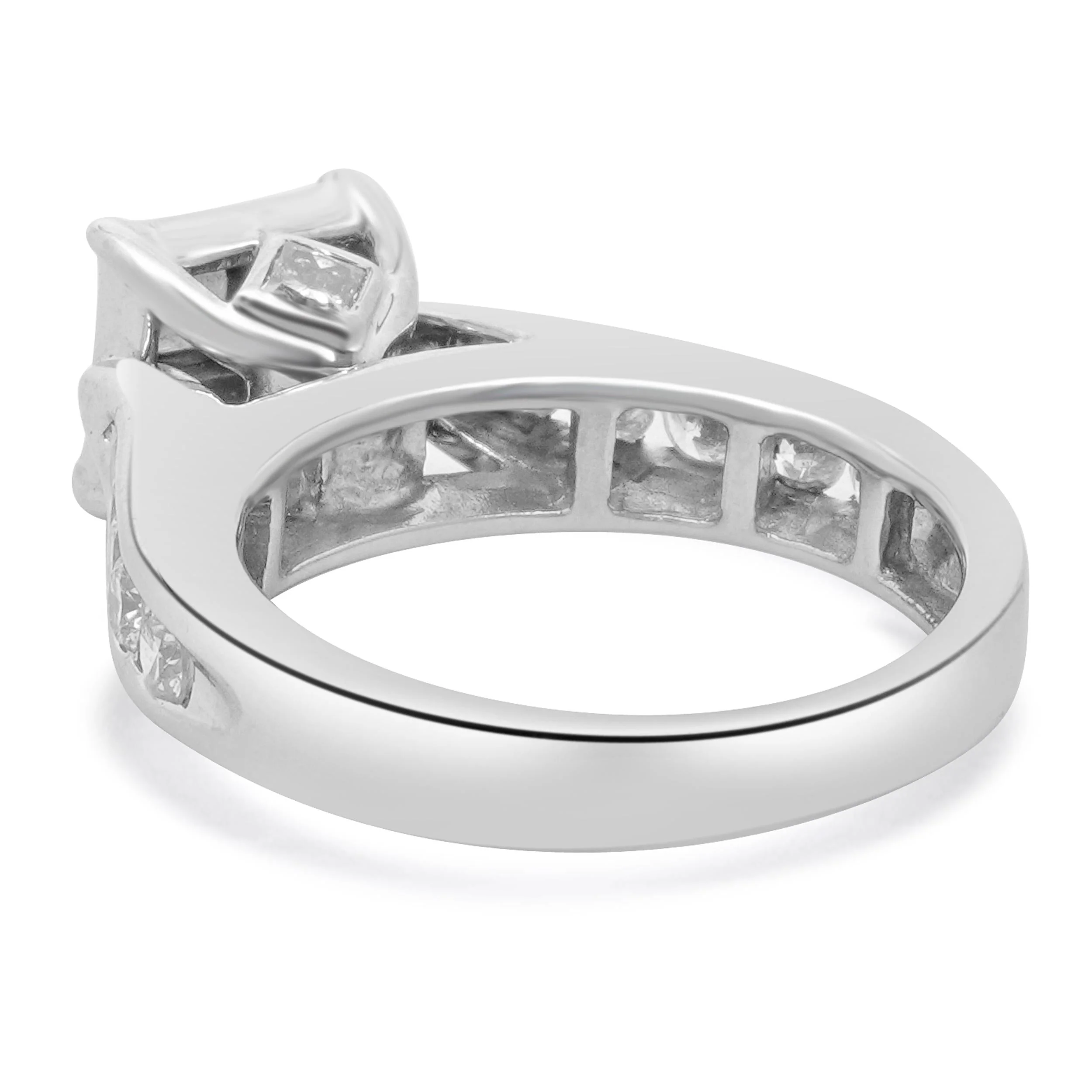 14 Karat White Gold Princess Cut Cluster Diamond Engagement Ring - Image 3