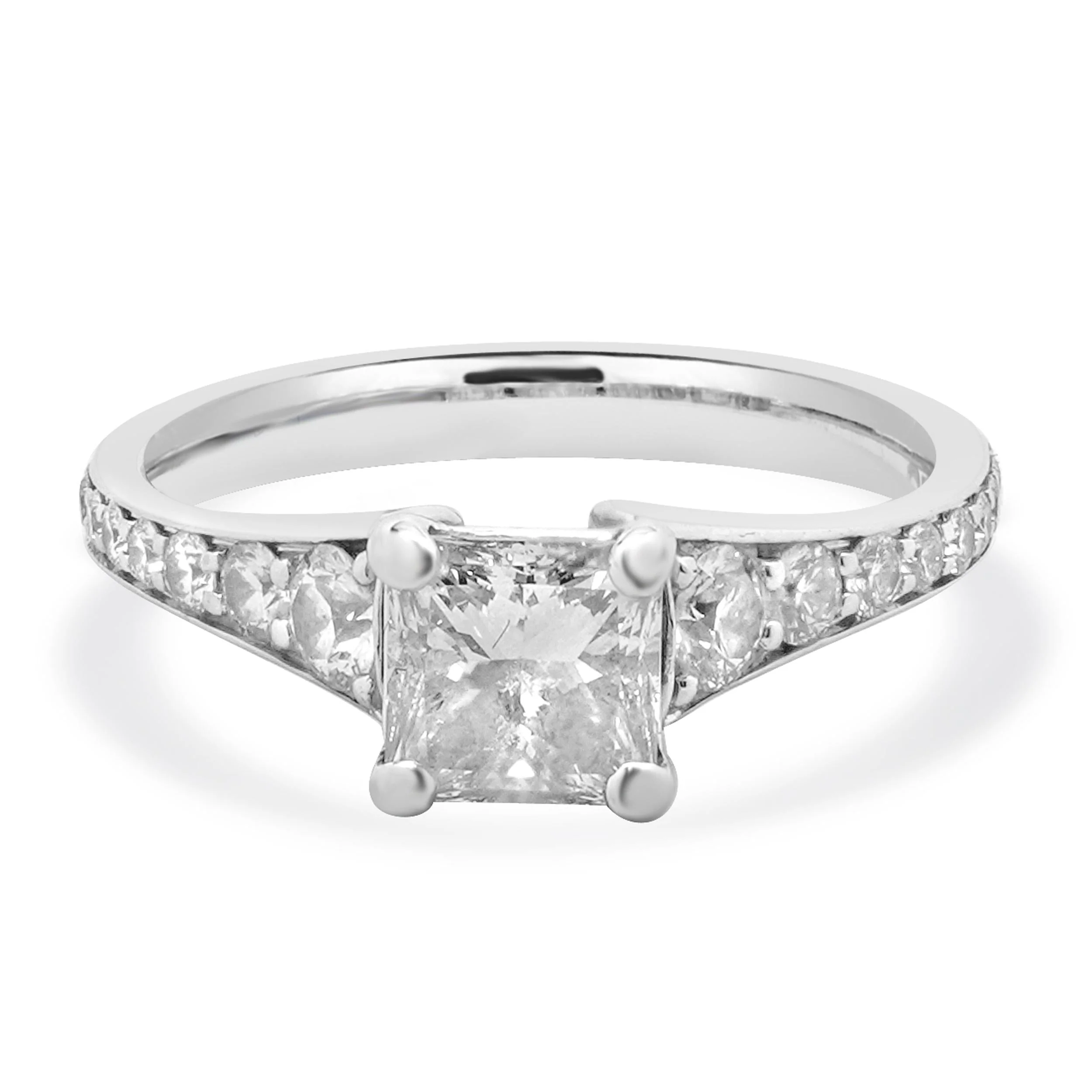 14 Karat White Gold Princess Cut Diamond Engagement Ring